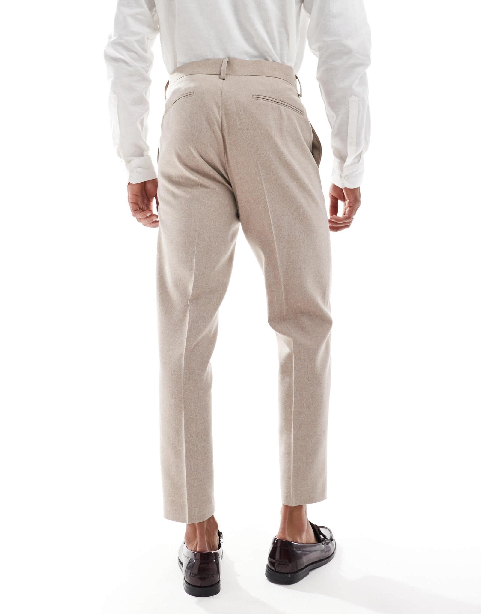 ASOS DESIGN tapered suit trousers in beige melange - ASOS Sample Sale EU Store