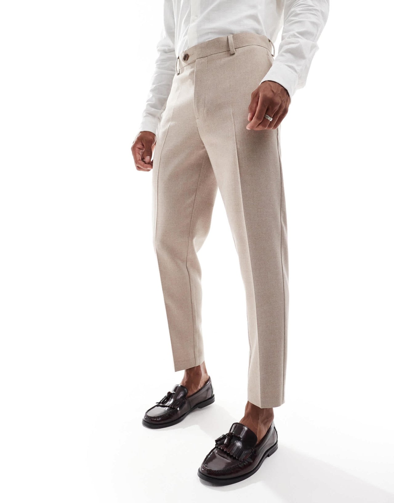 ASOS DESIGN tapered suit trousers in beige melange - ASOS Sample Sale EU Store