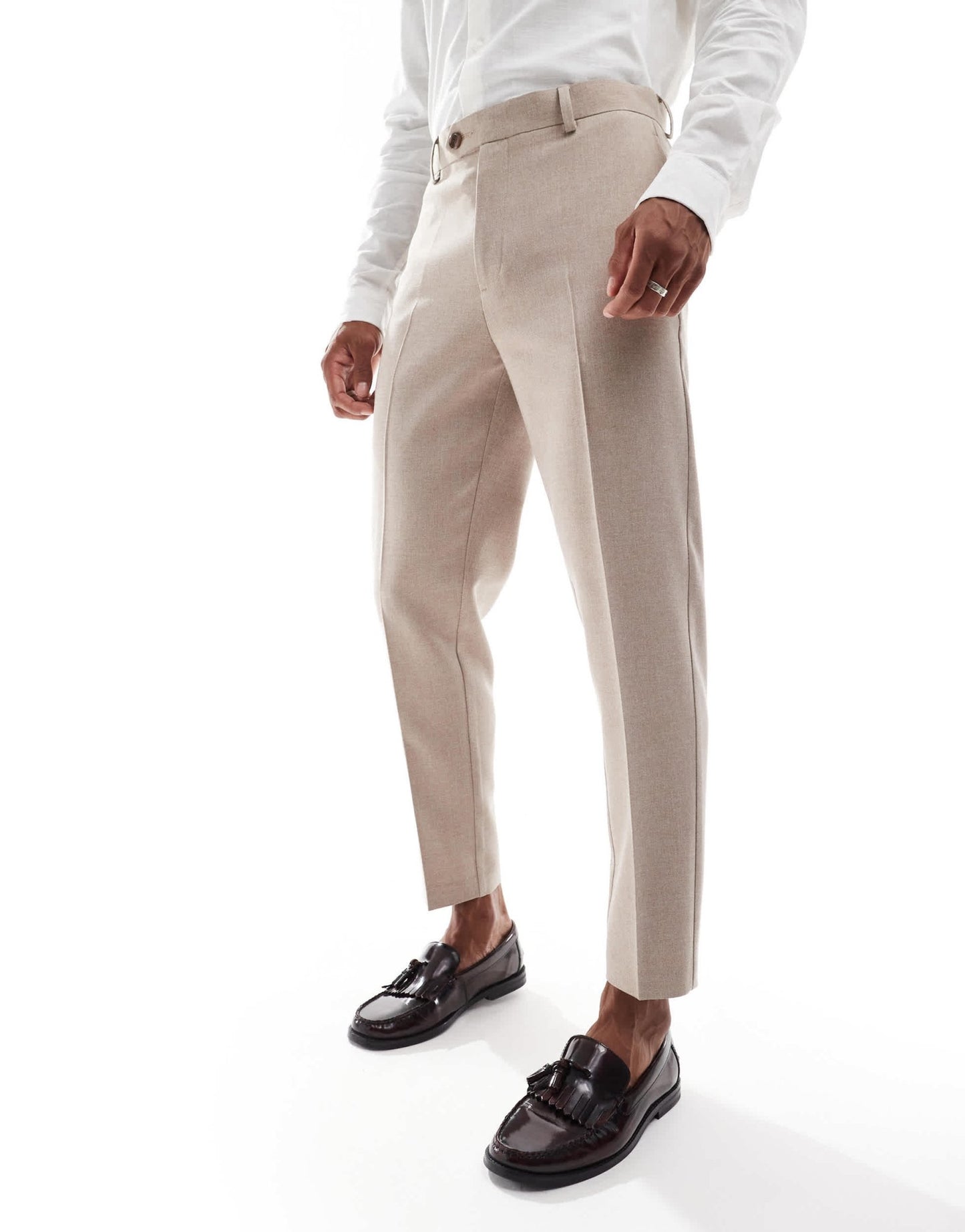 ASOS DESIGN tapered suit trousers in beige melange - ASOS Sample Sale EU Store
