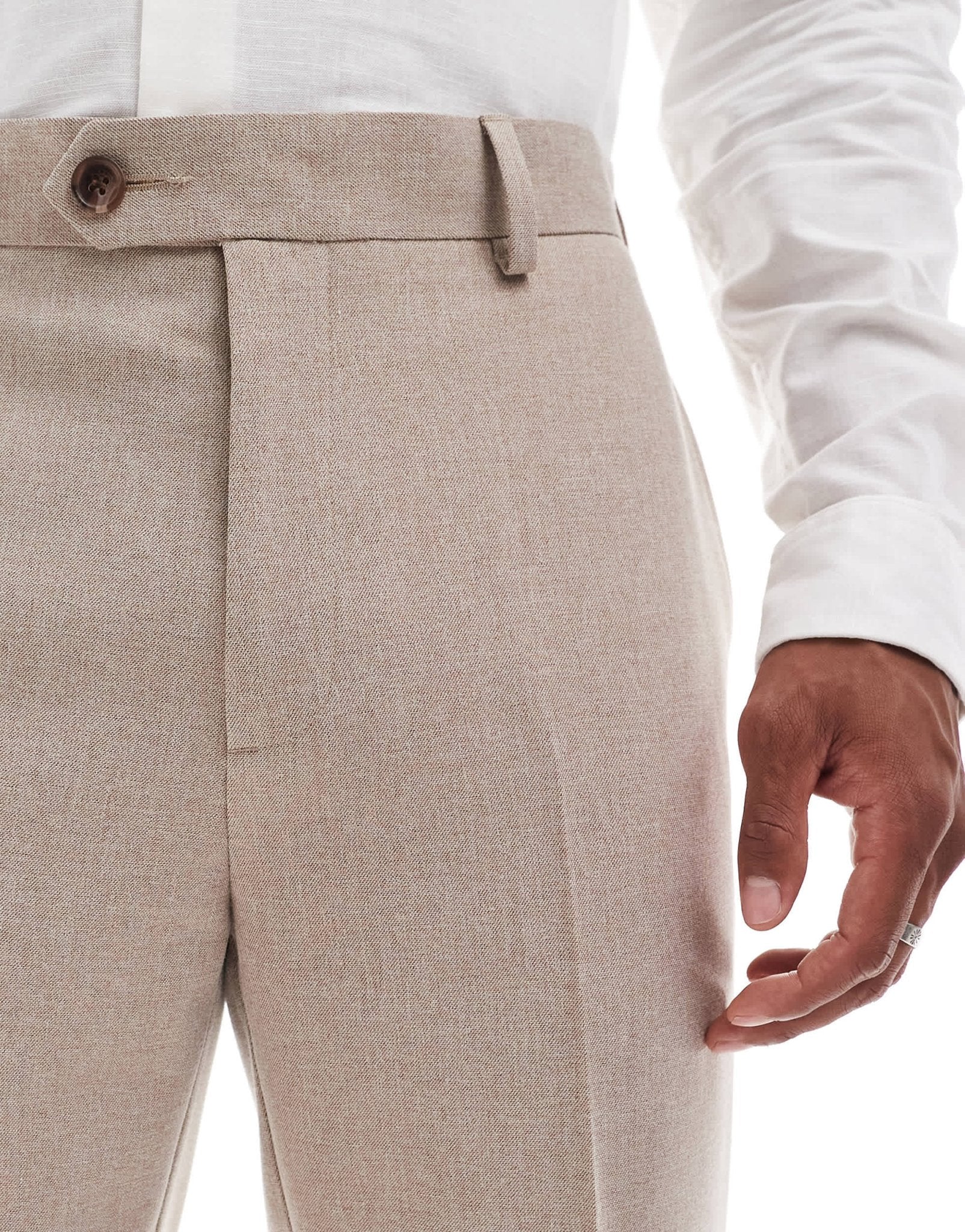 ASOS DESIGN tapered suit trousers in beige melange - ASOS Sample Sale EU Store
