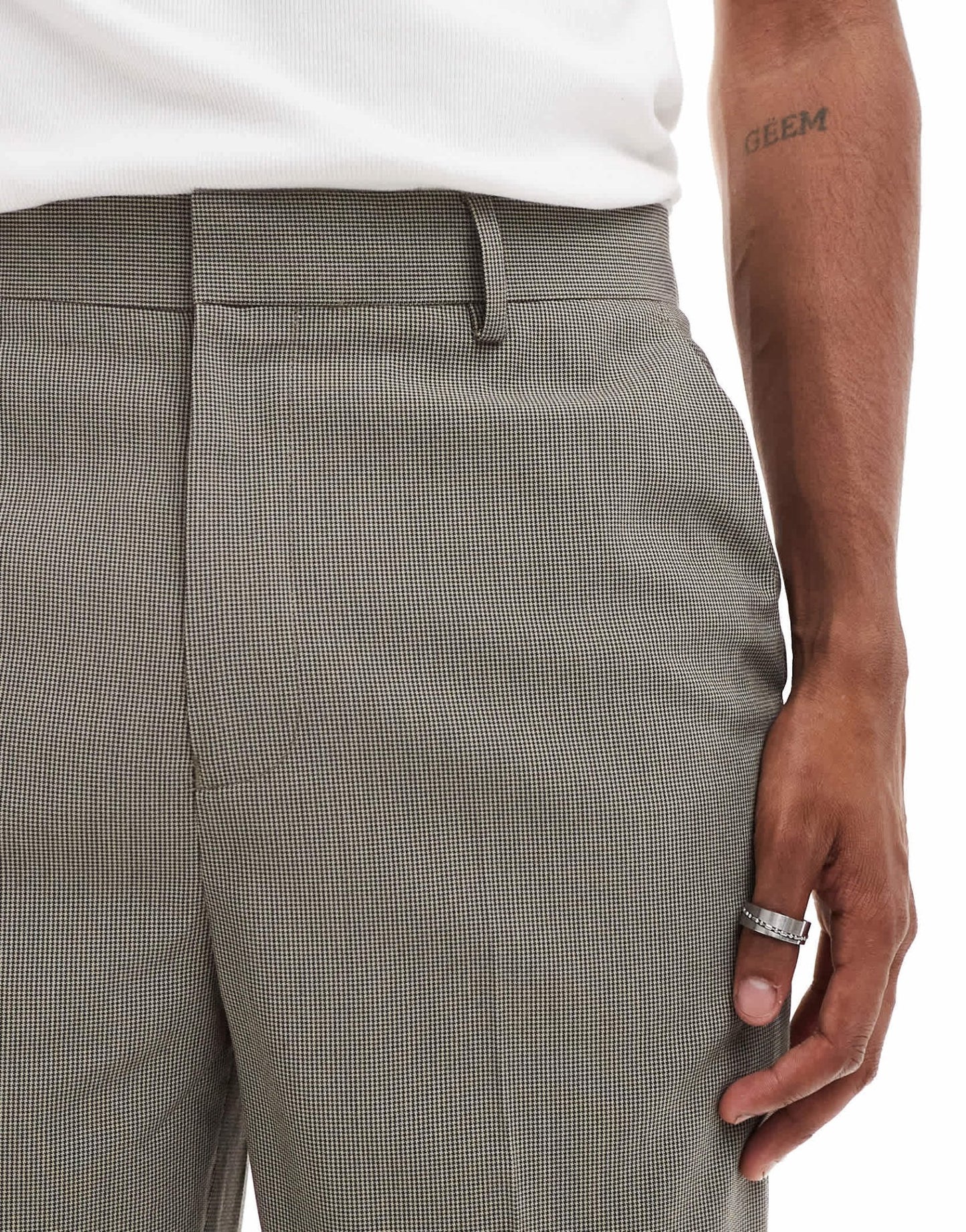 ASOS DESIGN tapered suit trousers in brown puppytooth - ASOS Sample Sale EU Store