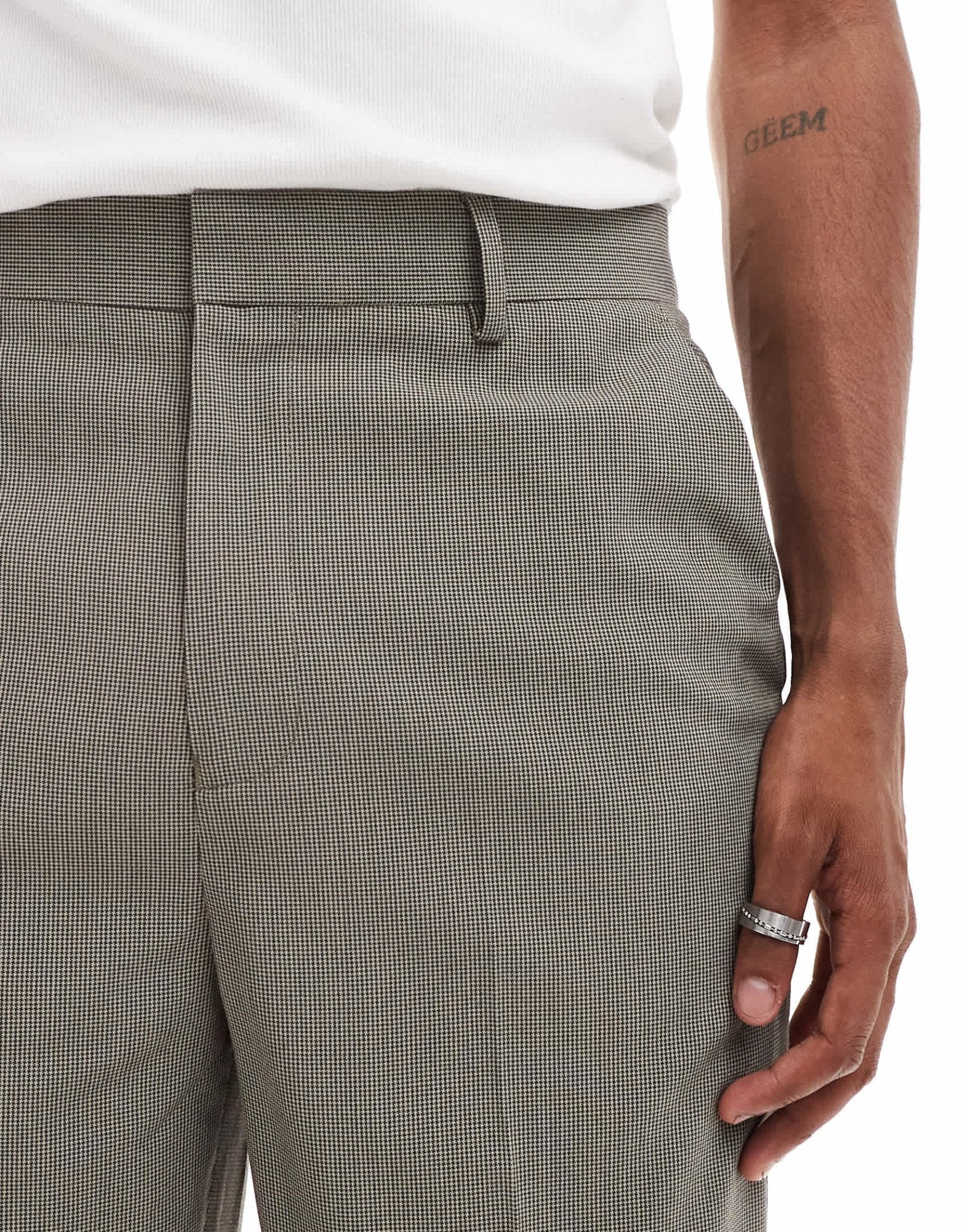 ASOS DESIGN tapered suit trousers in brown puppytooth - ASOS Sample Sale EU Store