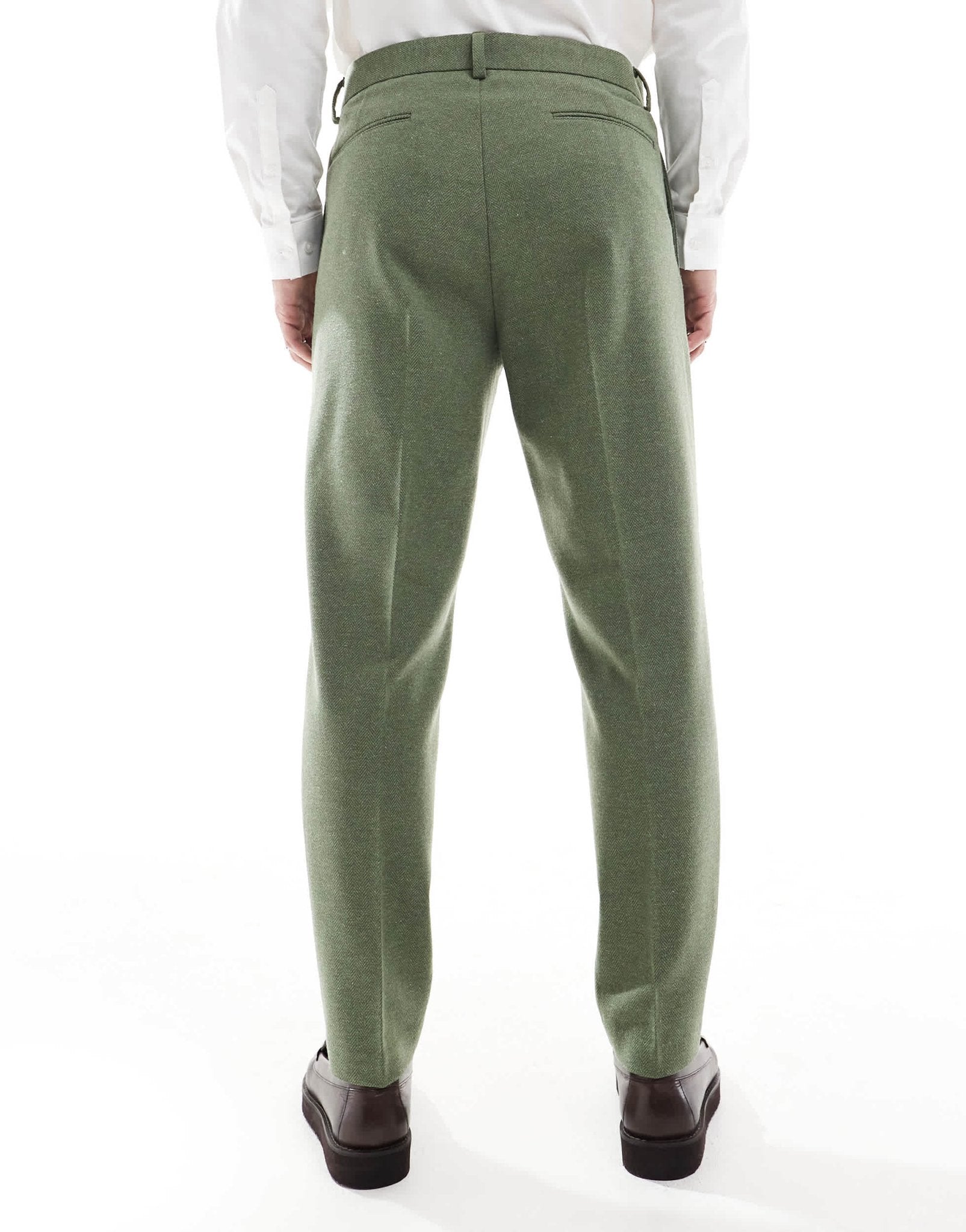 ASOS DESIGN tapered suit trousers with wool in green herringbone - ASOS Sample Sale EU Store