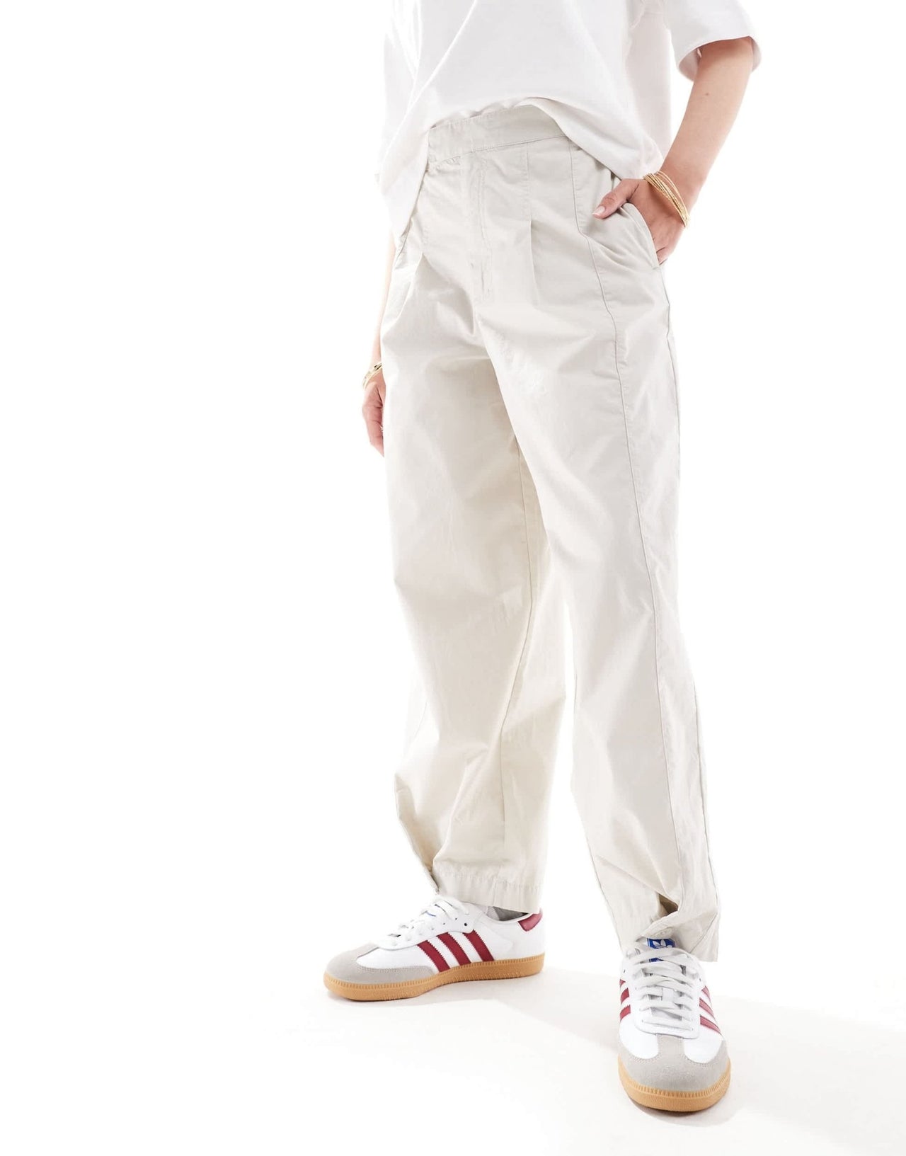 ASOS DESIGN tapered trouser with tab hem detail in stone co - ord - ASOS Sample Sale EU Store