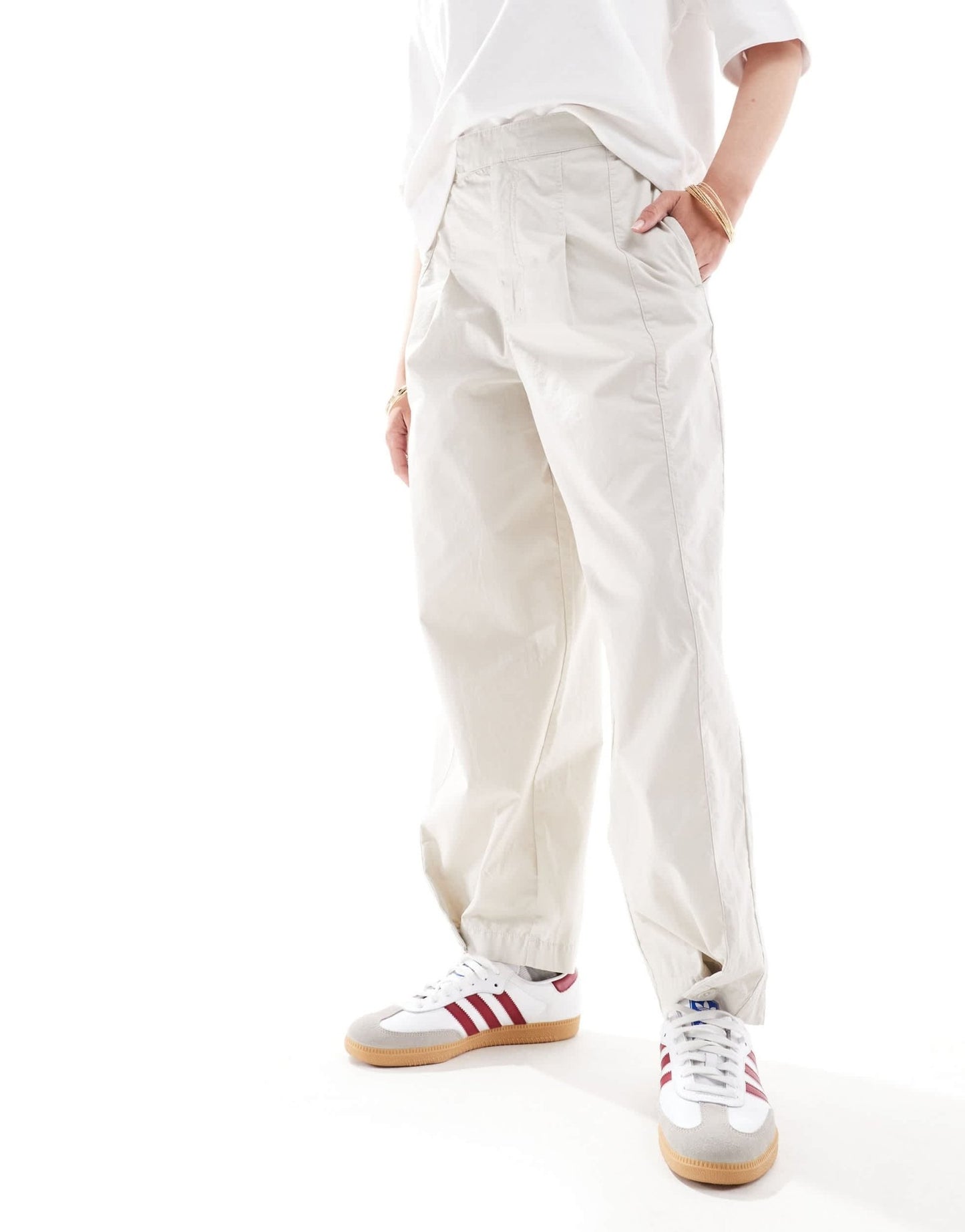 ASOS DESIGN tapered trouser with tab hem detail in stone co - ord - ASOS Sample Sale EU Store