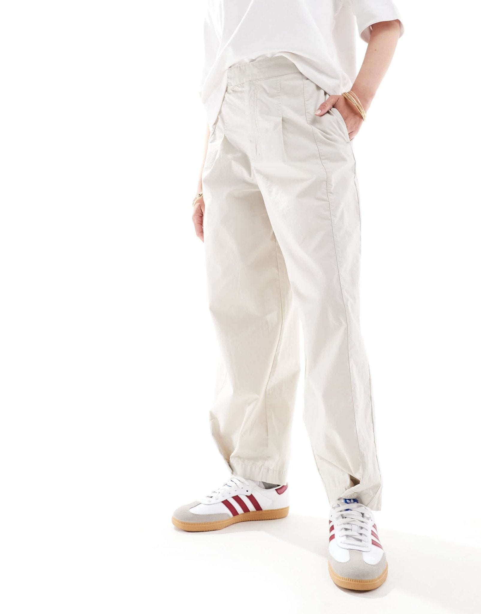 ASOS DESIGN tapered trouser with tab hem detail in stone co - ord - ASOS Sample Sale EU Store