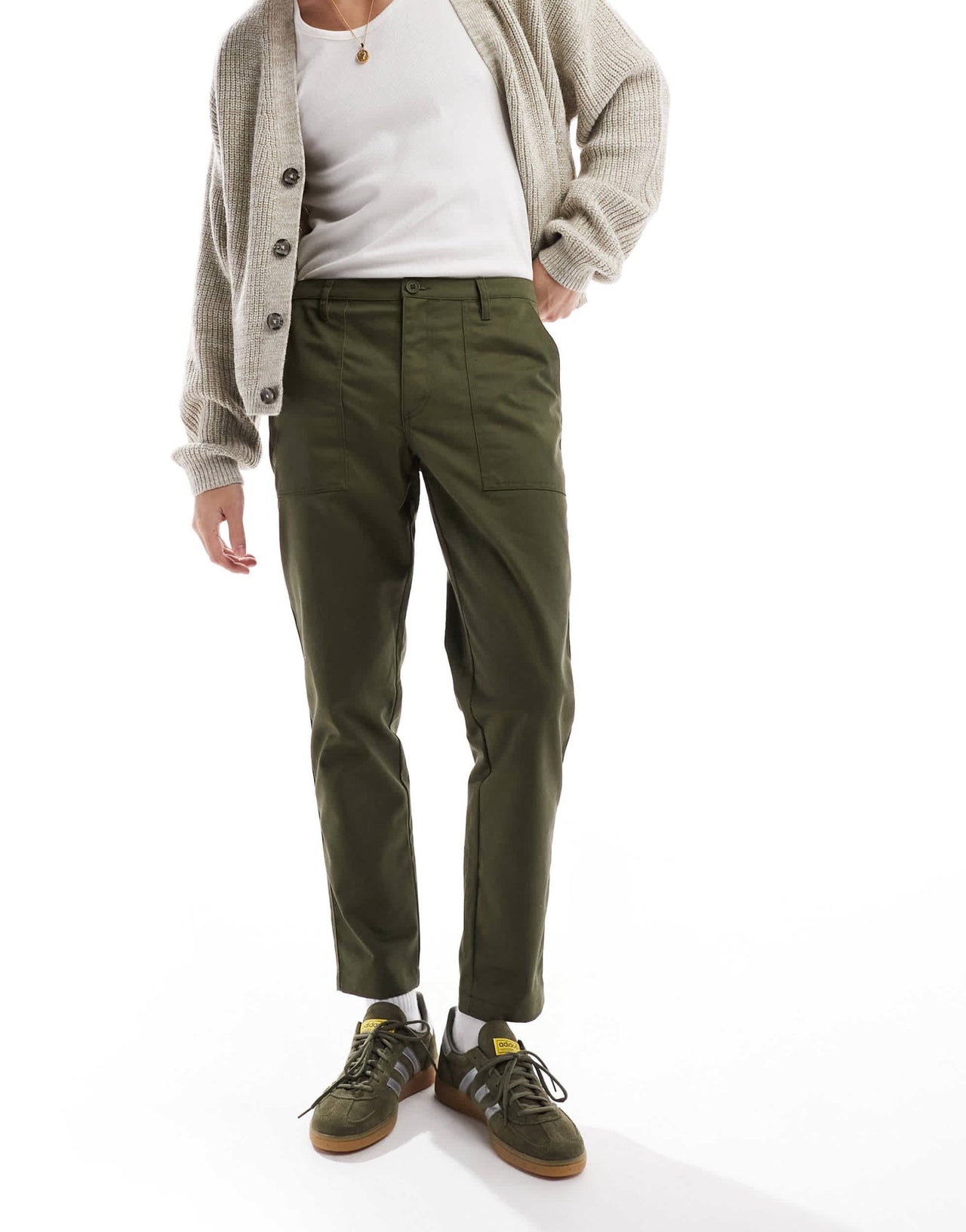 ASOS DESIGN tapered trousers in green - ASOS Sample Sale EU Store