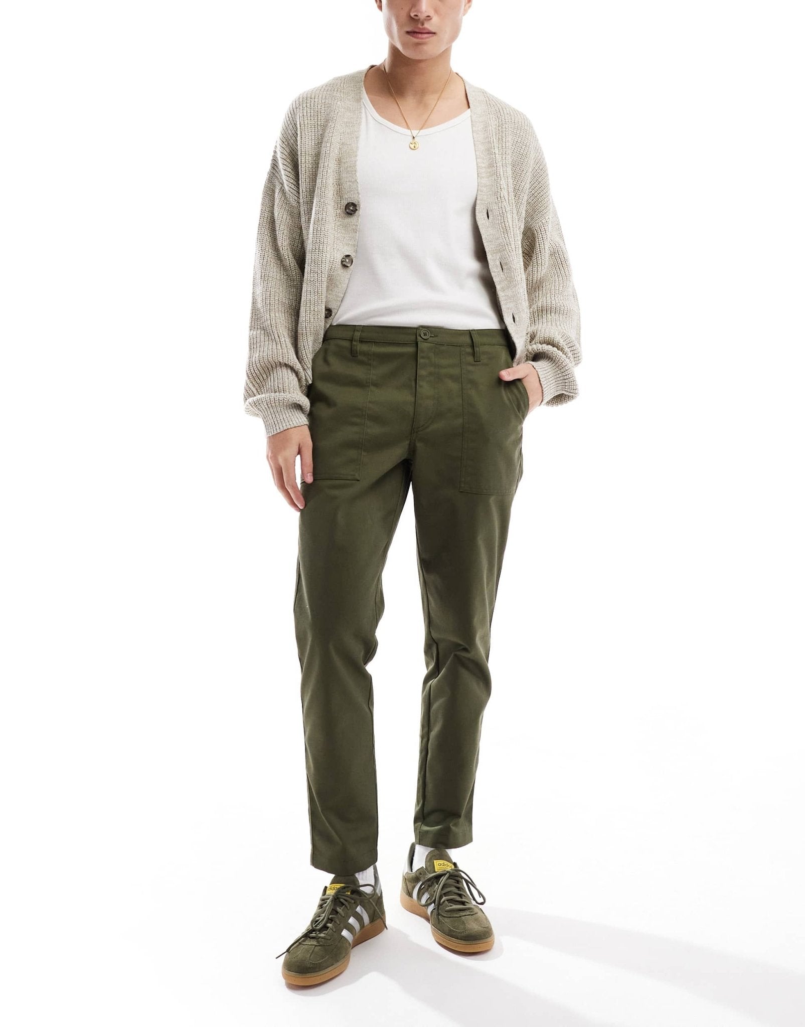 ASOS DESIGN tapered trousers in green - ASOS Sample Sale EU Store