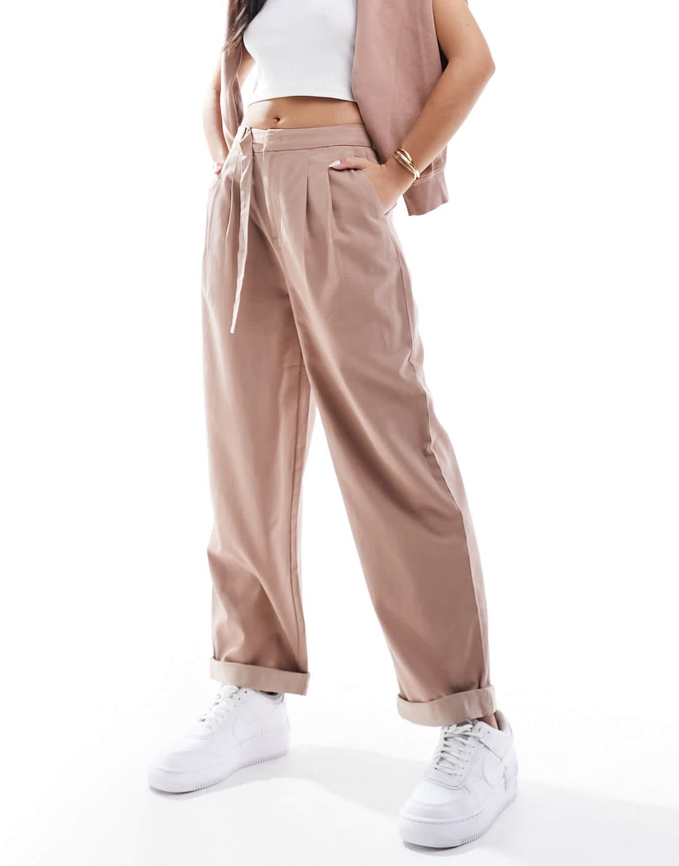 ASOS DESIGN tapered trousers with buckle detail in clay - ASOS Sample Sale EU Store