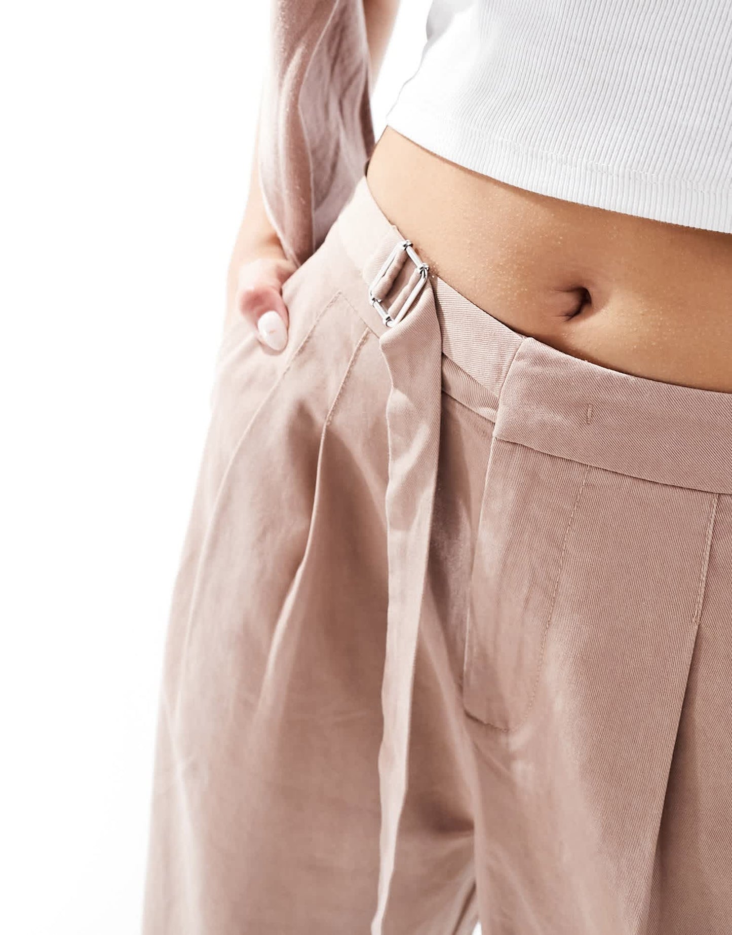 ASOS DESIGN tapered trousers with buckle detail in clay - ASOS Sample Sale EU Store