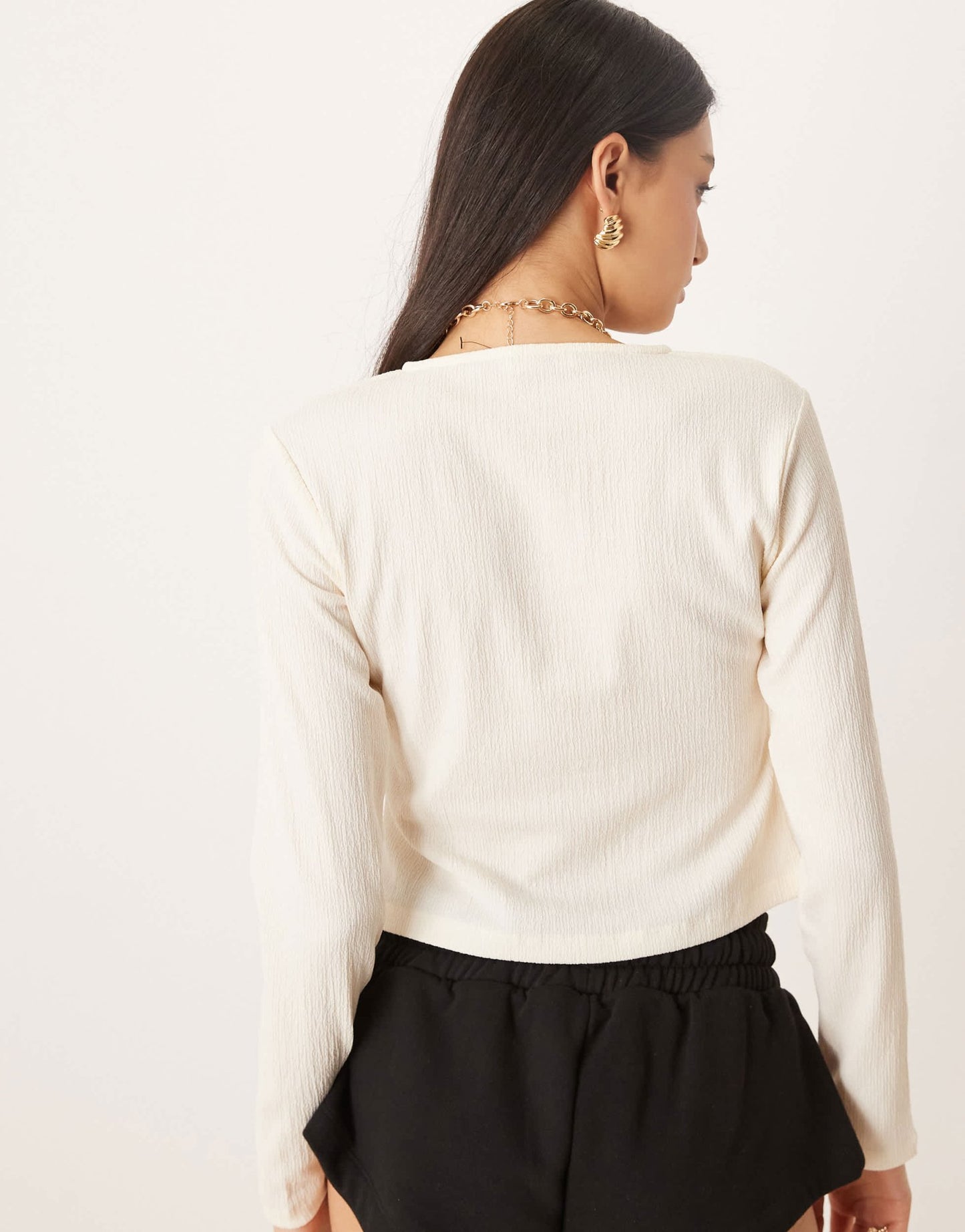 ASOS DESIGN textured cardigan with golden button detail in ecru - ASOS Sample Sale EU Store