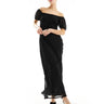 ASOS DESIGN textured chiffon bardot milkmaid bust midi dress with seam detail in black