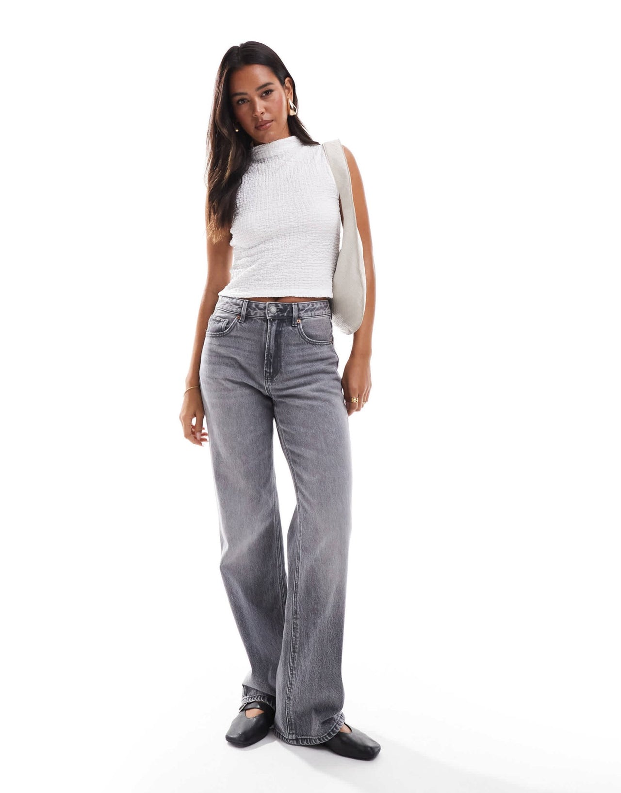 ASOS DESIGN textured high neck top in ivory - ASOS Sample Sale EU Store