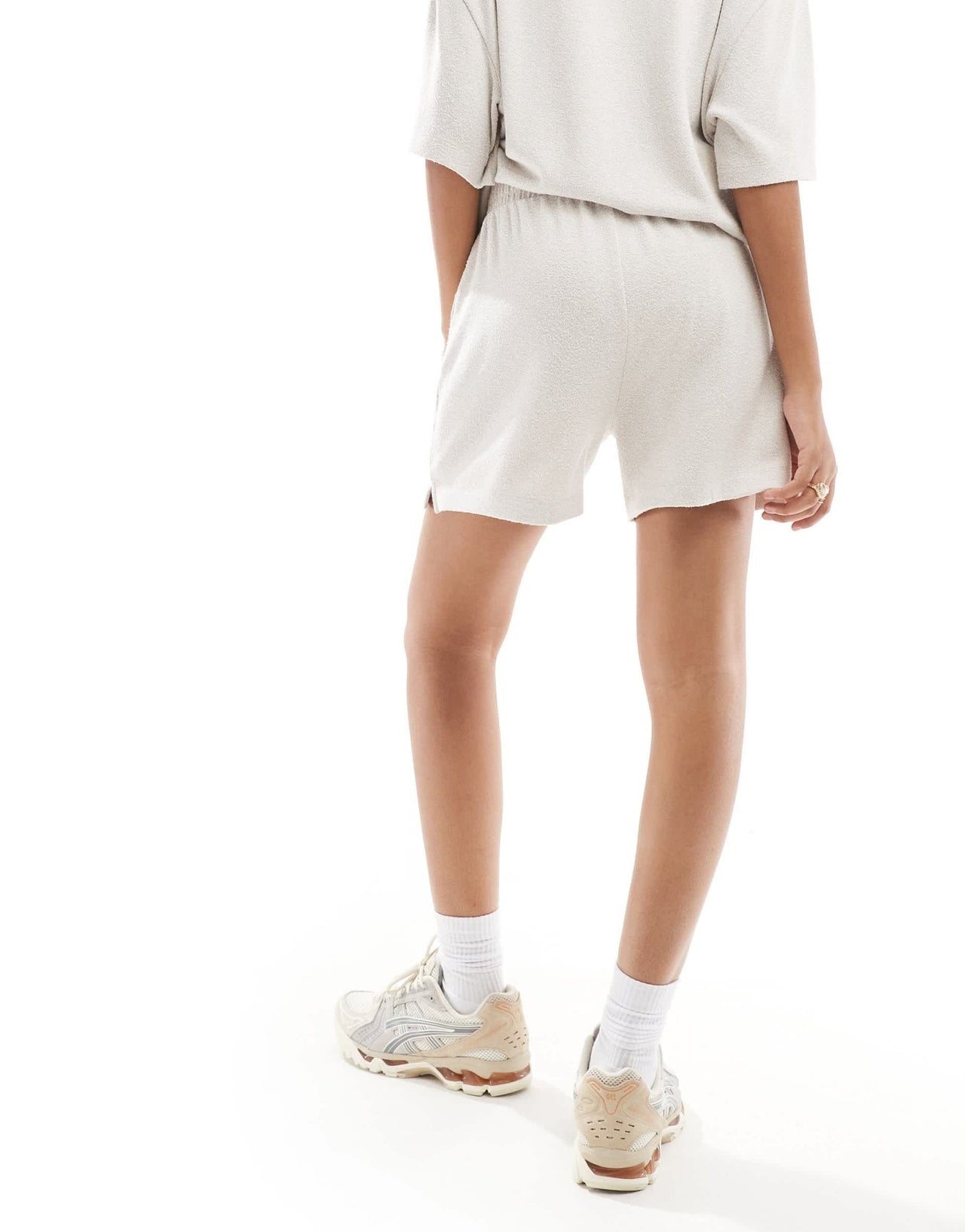 ASOS DESIGN textured knit longline short in stone - ASOS Sample Sale EU Store