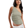 Top texturizado de un hombro ASOS DESIGN en verde salvia