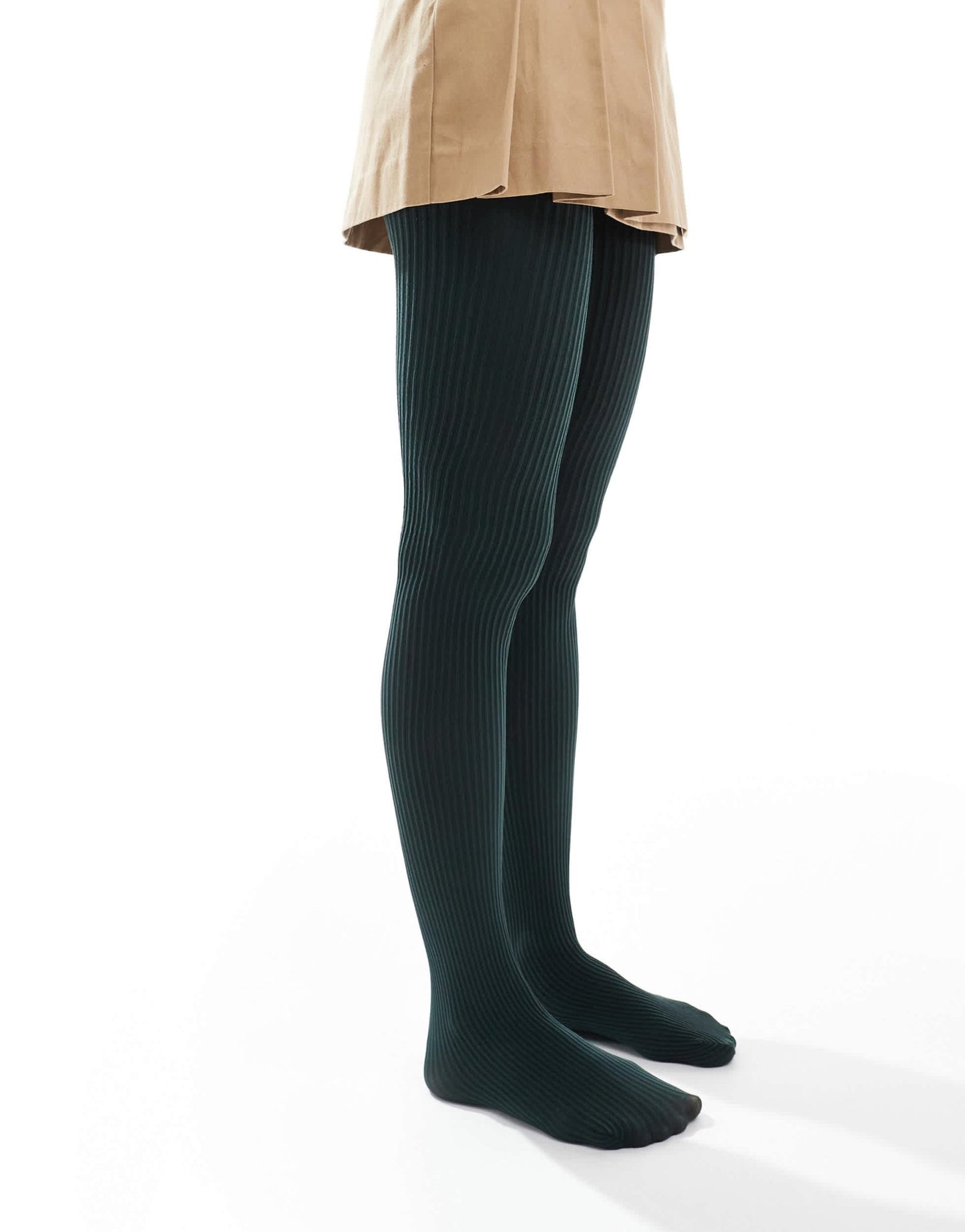 ASOS DESIGN thin ribbed tights in dark green - ASOS Sample Sale EU Store