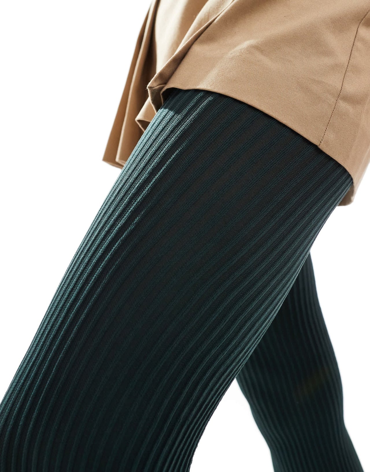 ASOS DESIGN thin ribbed tights in dark green - ASOS Sample Sale EU Store