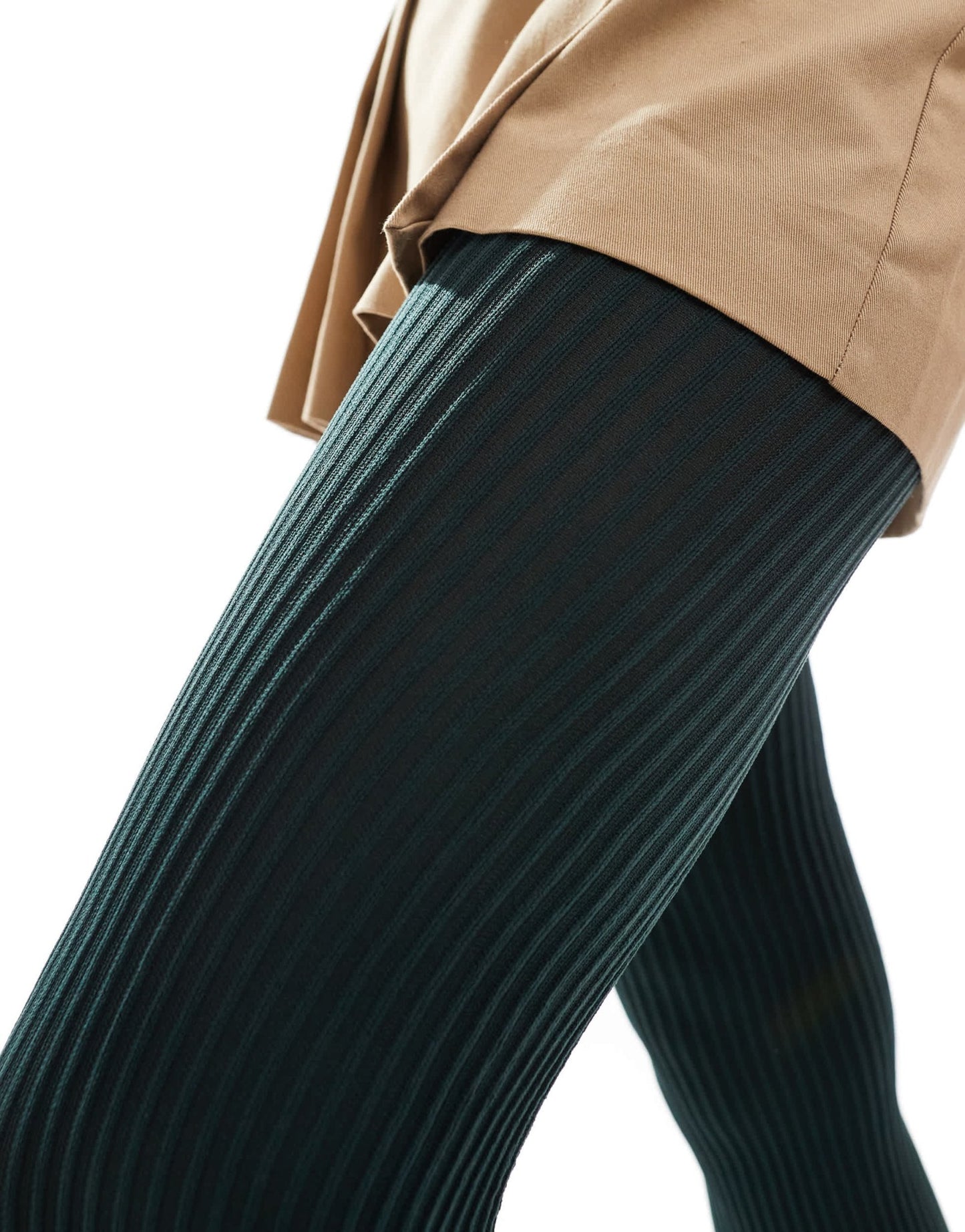 ASOS DESIGN thin ribbed tights in dark green - ASOS Sample Sale EU Store