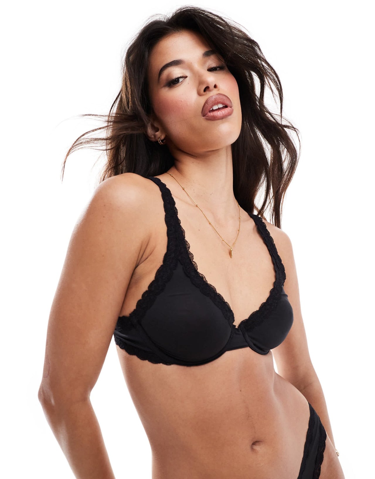 ASOS DESIGN Tia super soft microfibre underwired bra with lace trim in black - ASOS Sample Sale EU Store