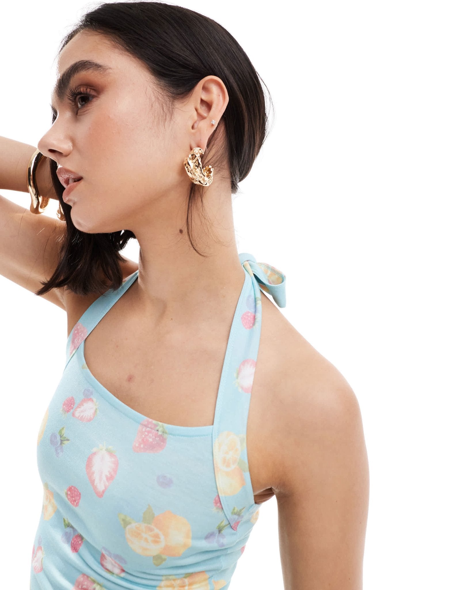 ASOS DESIGN tie back halter top in fruit print - ASOS Sample Sale EU Store