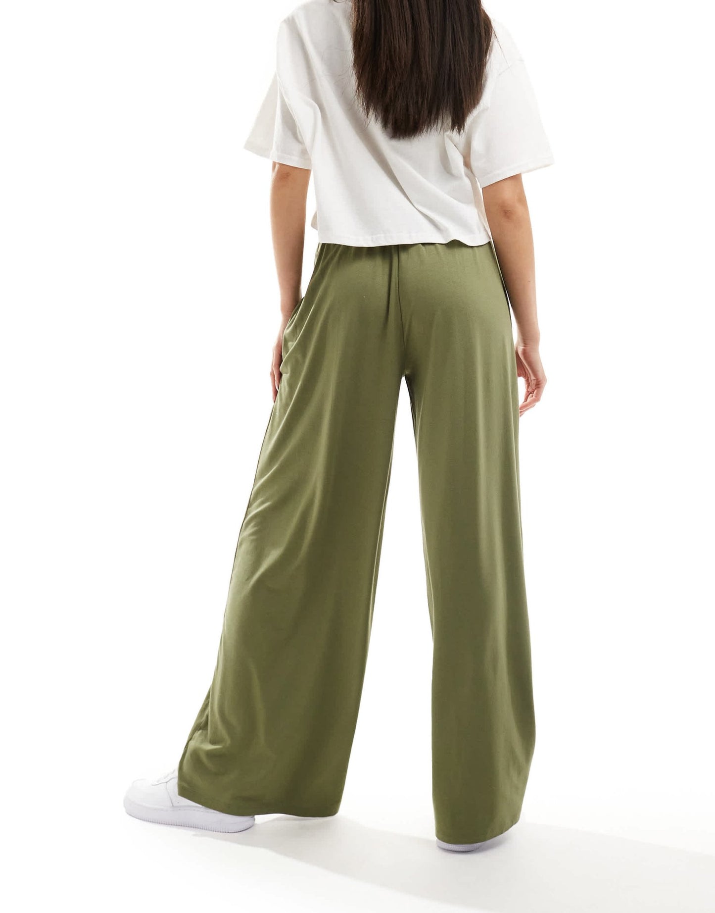 ASOS DESIGN tie belt wide leg trouser in khaki - ASOS Sample Sale EU Store