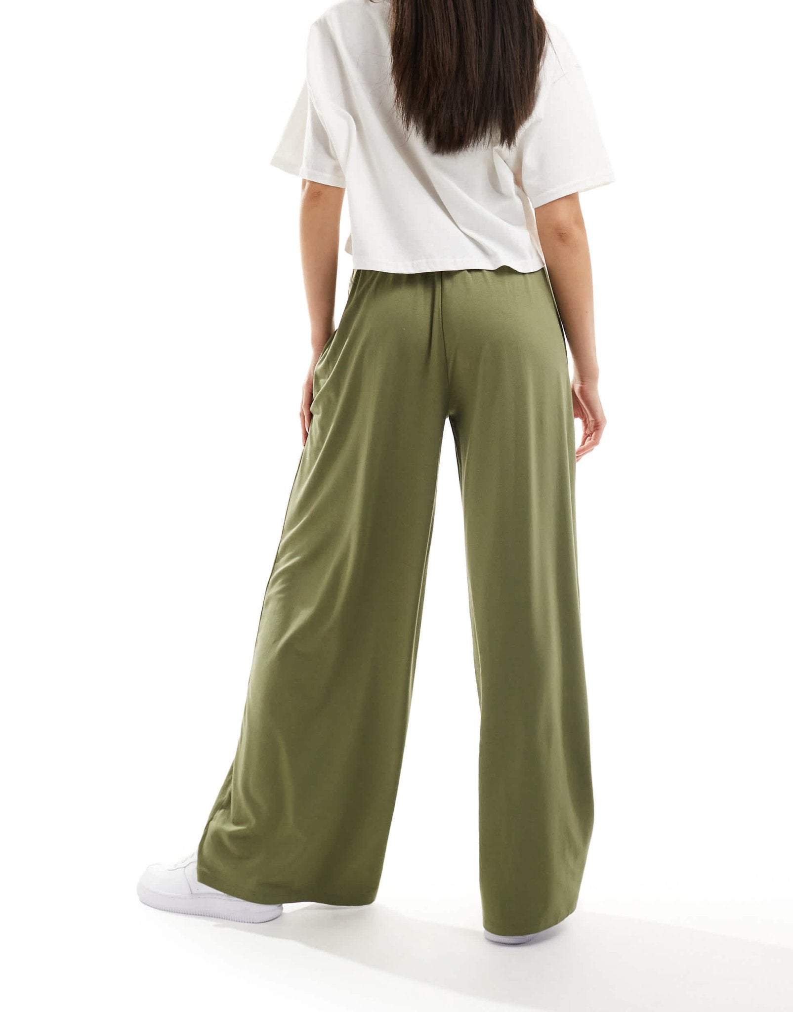 ASOS DESIGN tie belt wide leg trouser in khaki - ASOS Sample Sale EU Store