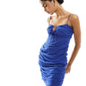 ASOS DESIGN tie front cami mini dress with ruched skirt in blue