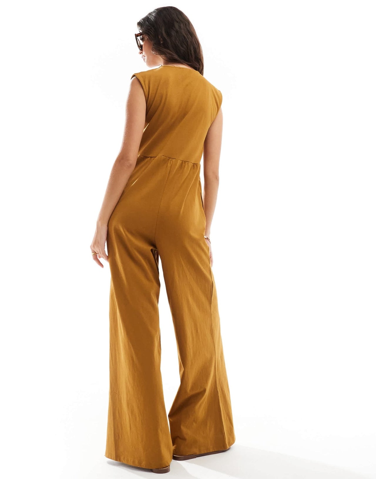 ASOS DESIGN tie front wide leg jumpsuit in brown - ASOS Sample Sale EU Store
