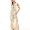 ASOS DESIGN tie front wide leg jumpsuit in stone
