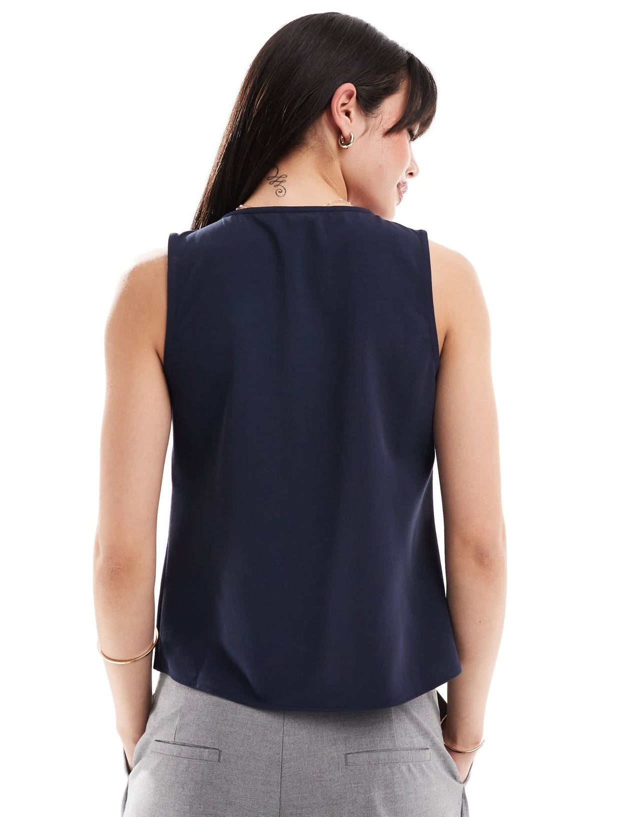 ASOS DESIGN tie waist waistcoat in navy crepe - ASOS Sample Sale EU Store