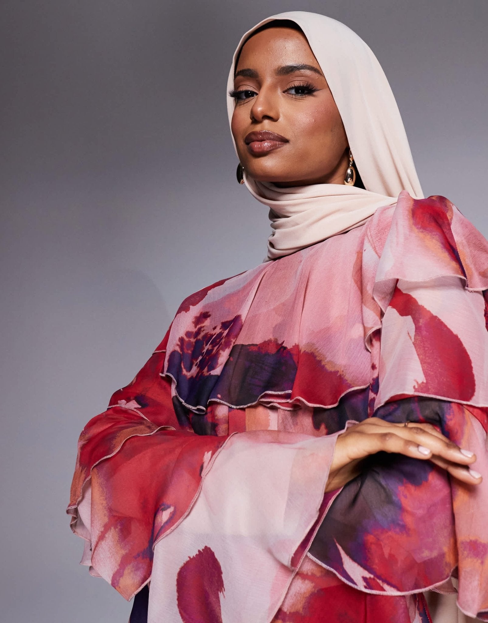 ASOS DESIGN tiered ruffle overlay bias maxi dress in abstract print - ASOS Sample Sale EU Store