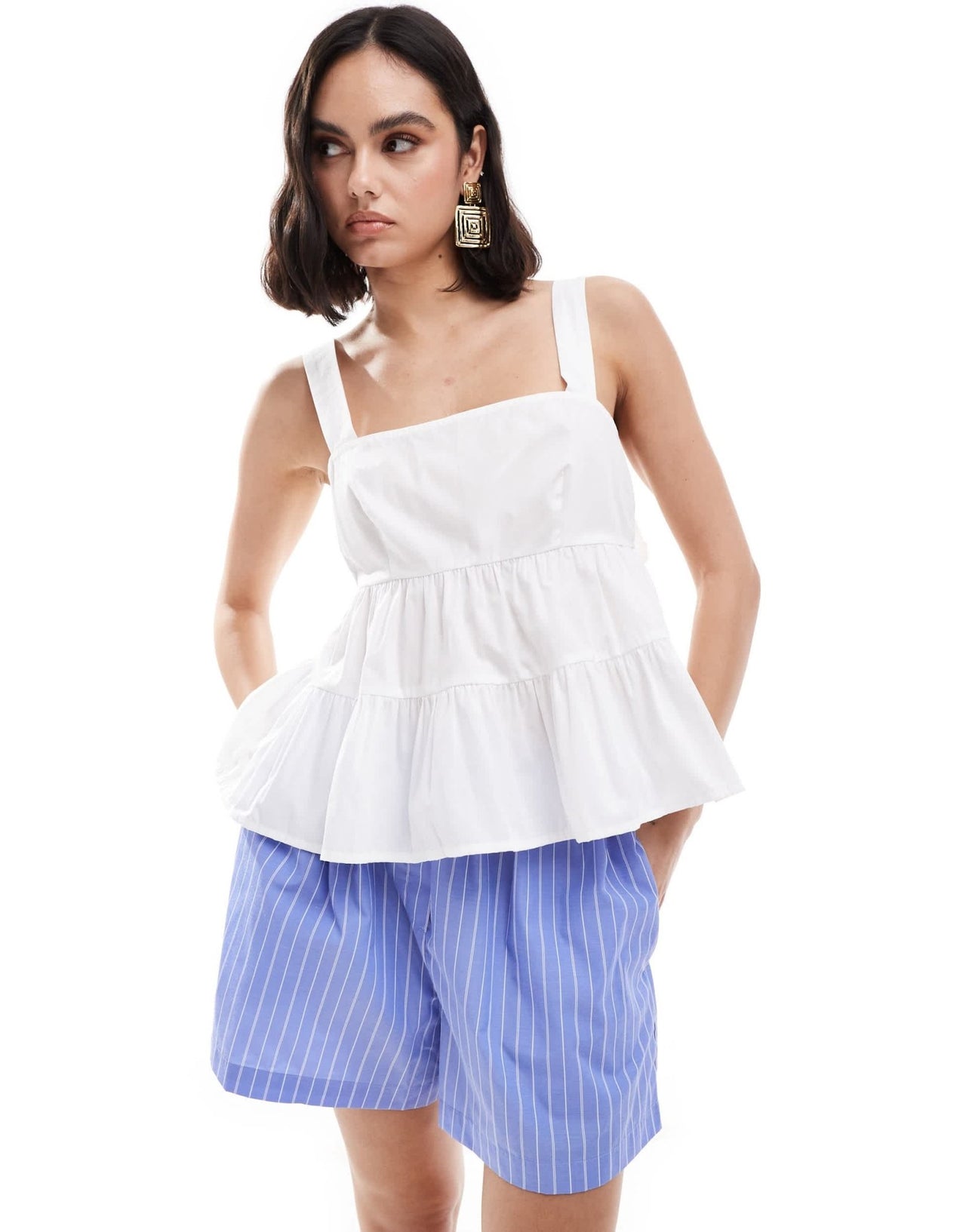 ASOS DESIGN tiered tie back cami top in white - ASOS Sample Sale EU Store