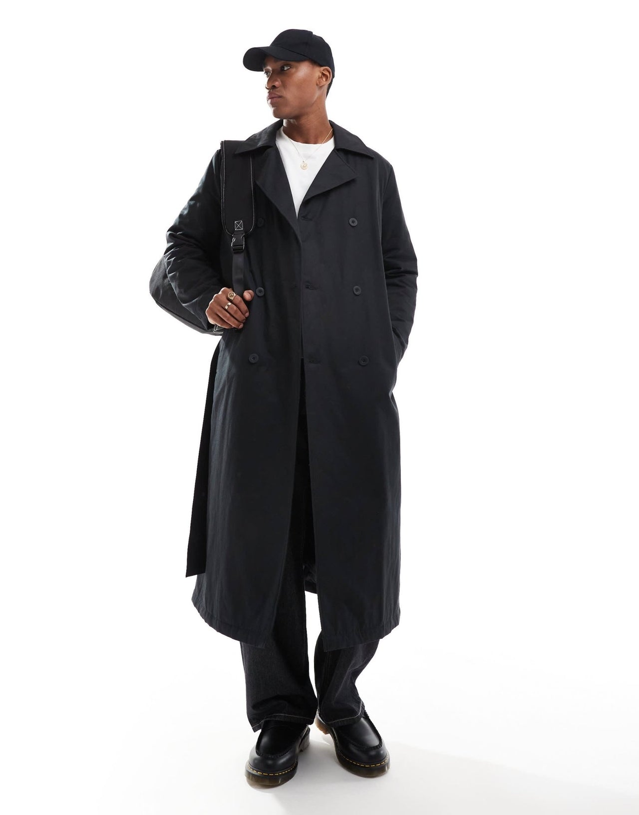 ASOS DESIGN trench coat with light wadding in black - ASOS Sample Sale EU Store
