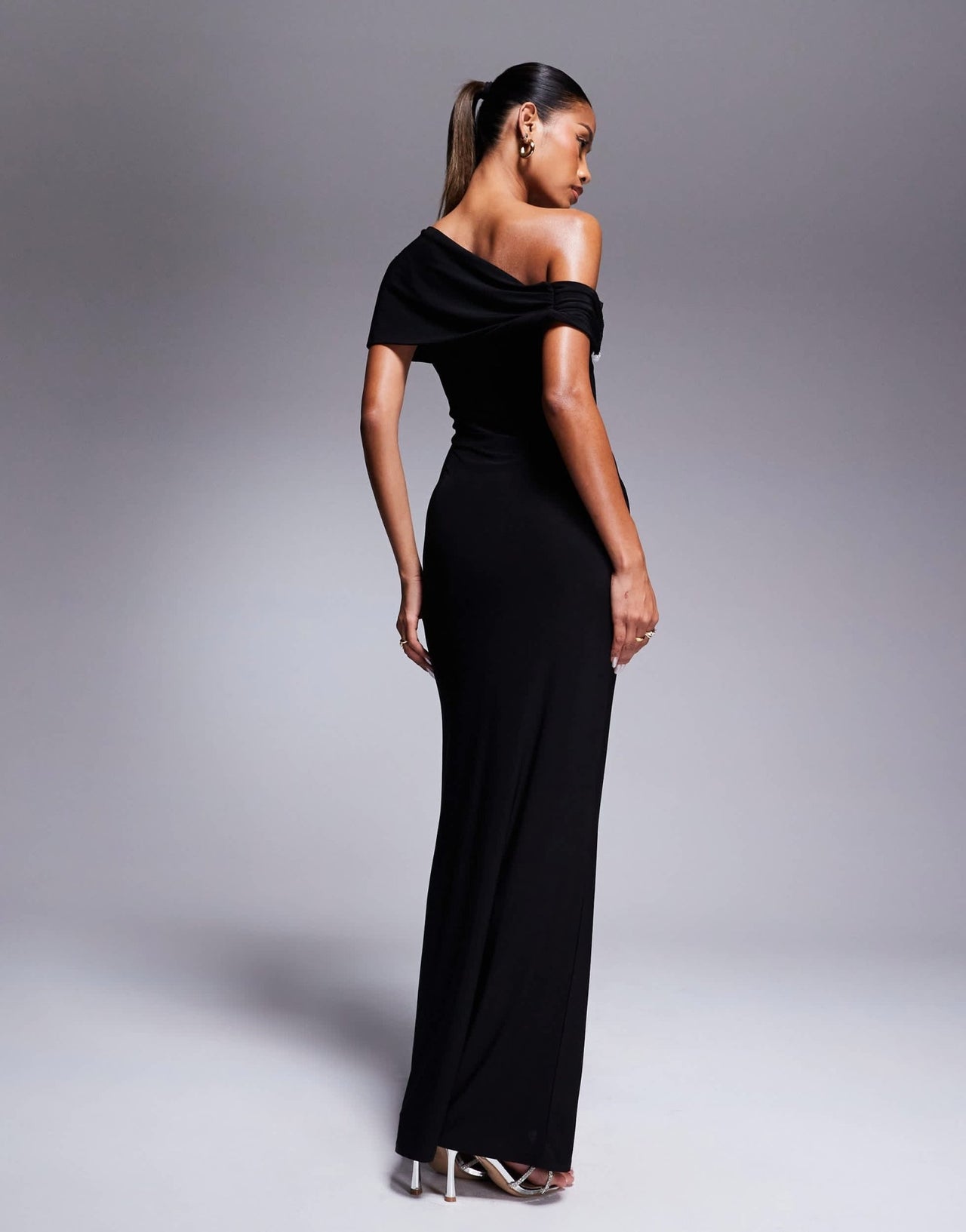 ASOS DESIGN trim detail bardot maxi dress in black - ASOS Sample Sale EU Store