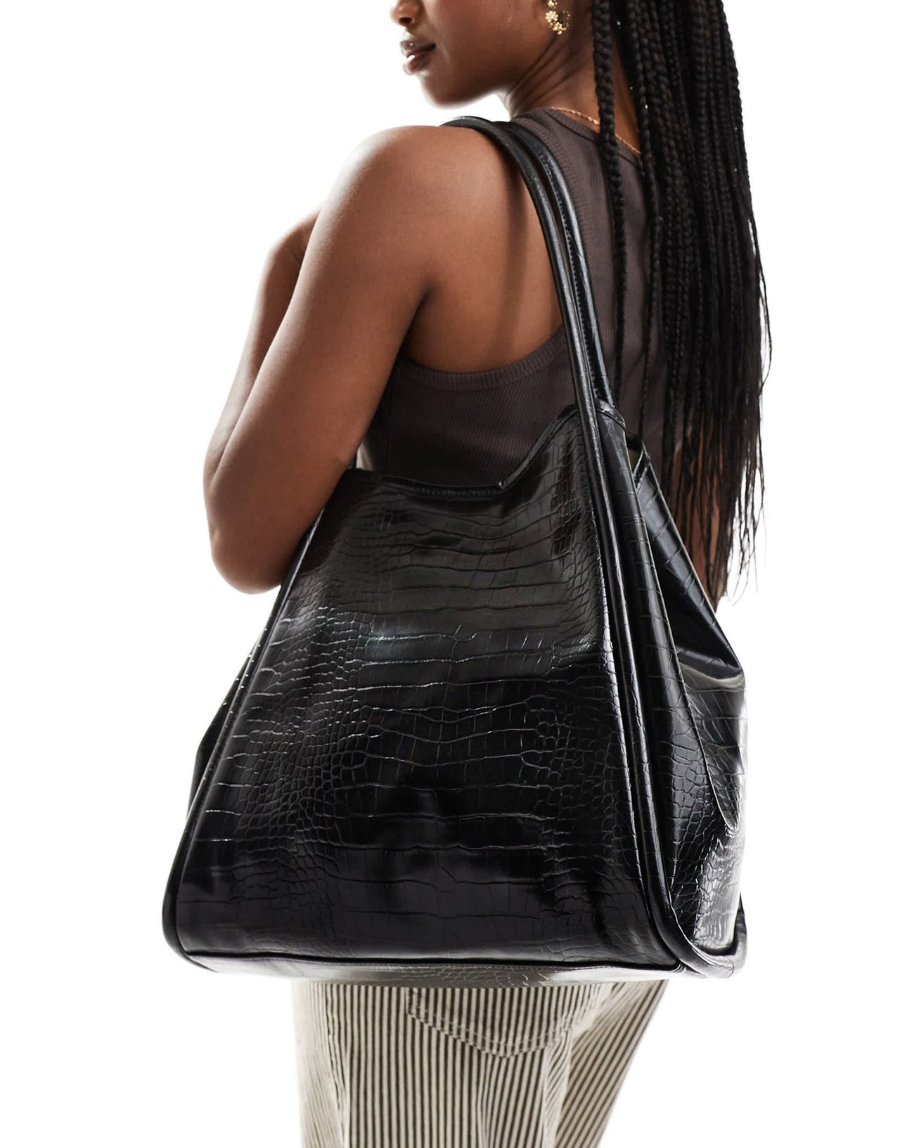 ASOS DESIGN tubular tote bag in black croc - ASOS Sample Sale EU Store