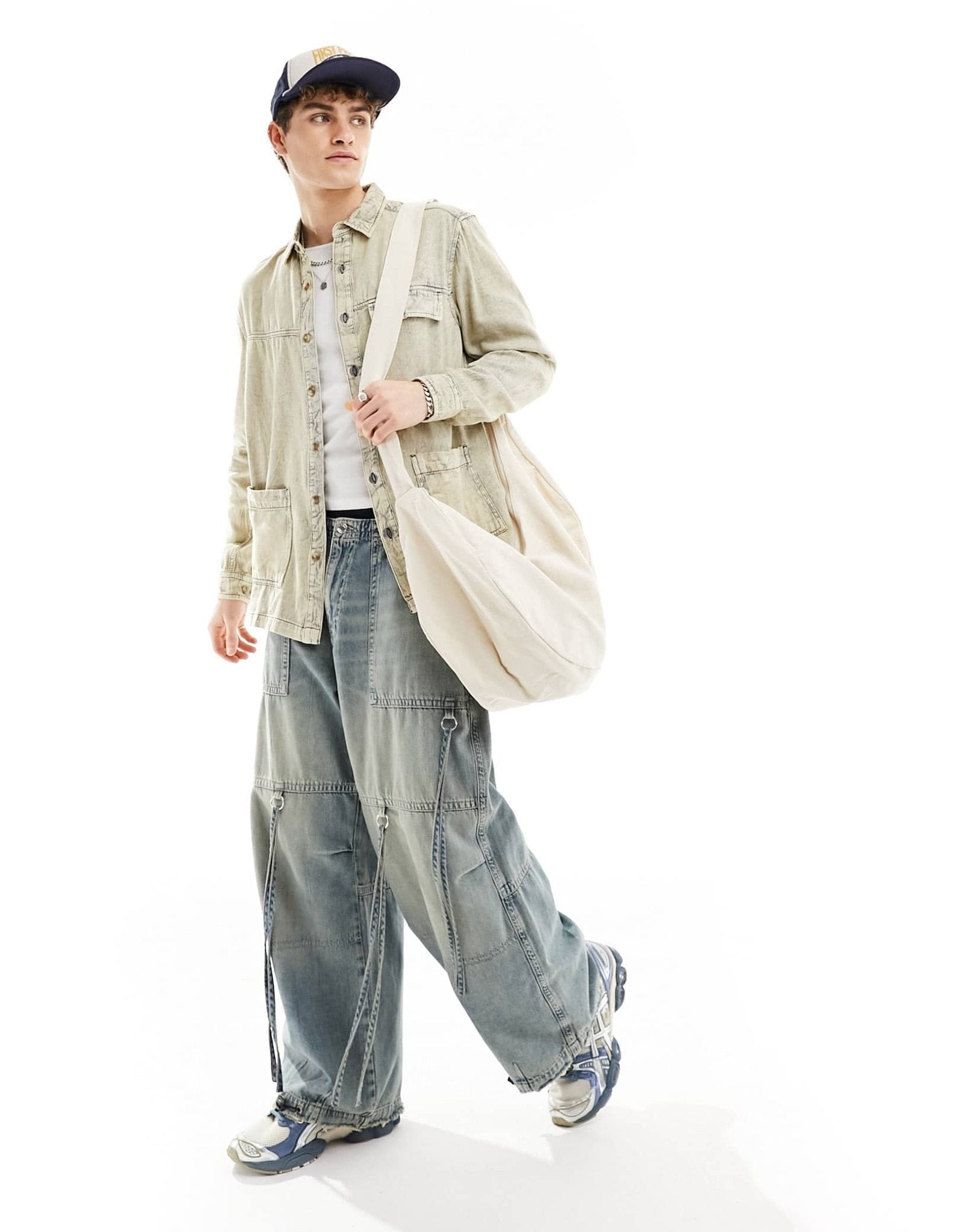 ASOS DESIGN twill overshirt with double pockets in washed stone - ASOS Sample Sale EU Store