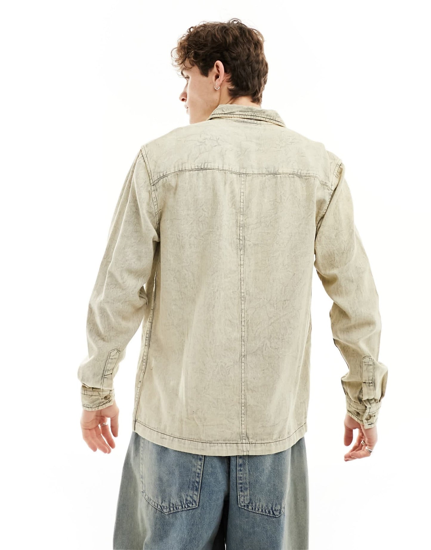 ASOS DESIGN twill overshirt with double pockets in washed stone - ASOS Sample Sale EU Store