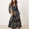 ASOS DESIGN twist detail wrap front pleated midi dress in blurred floral