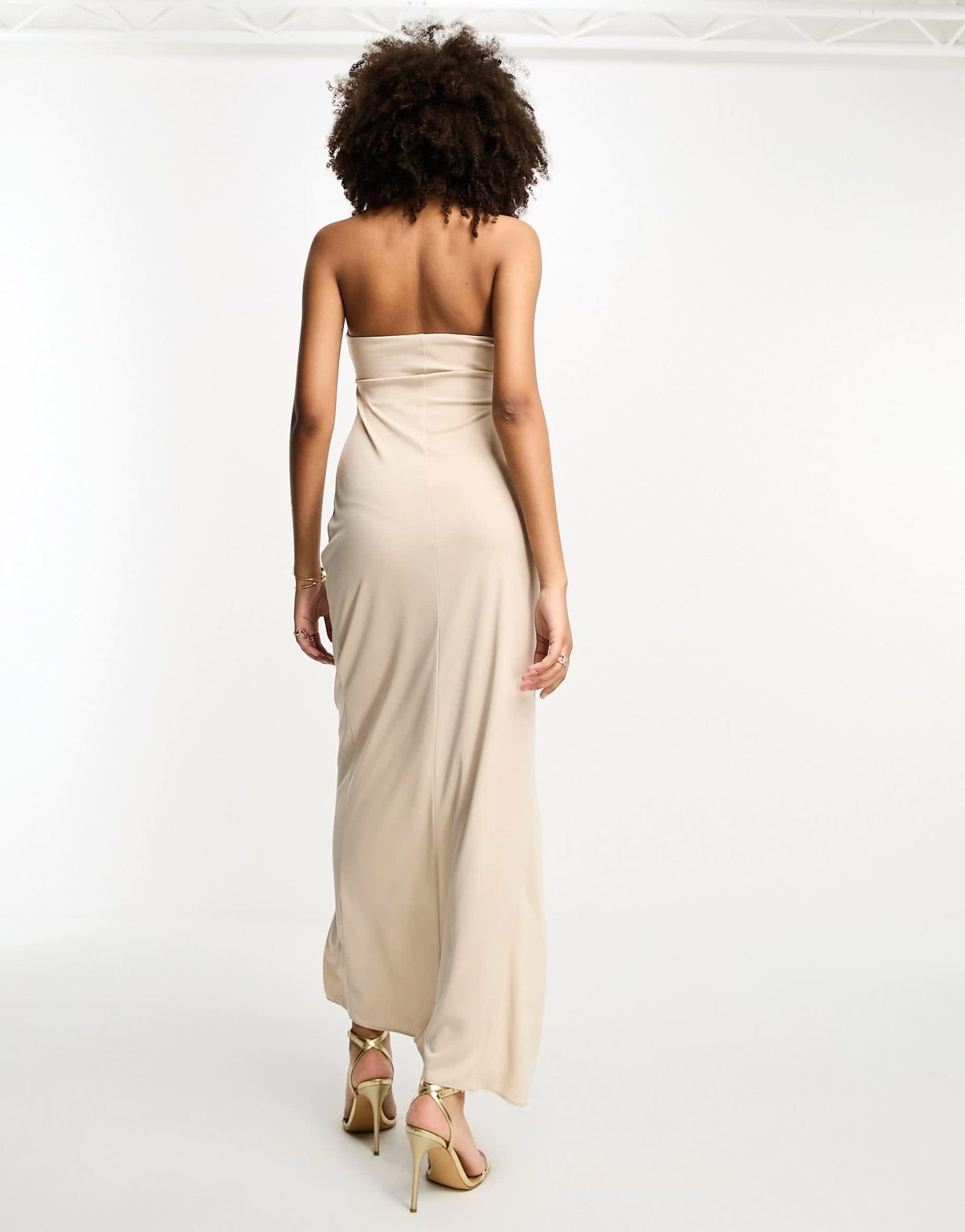 ASOS DESIGN twist halter maxi dress pencil in taupe - ASOS Sample Sale EU Store
