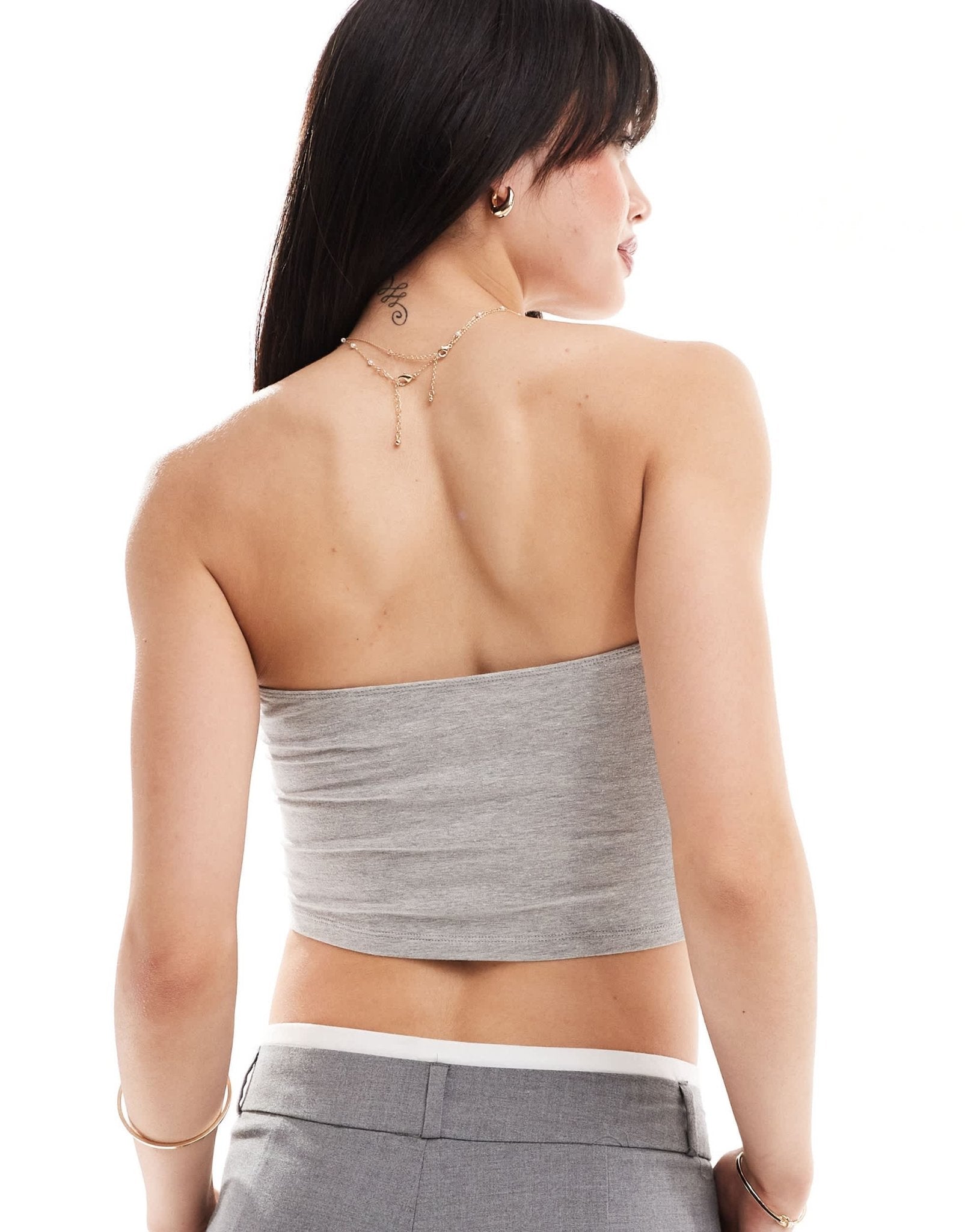 ASOS DESIGN ultimate crop bandeau top in grey marl - ASOS Sample Sale EU Store