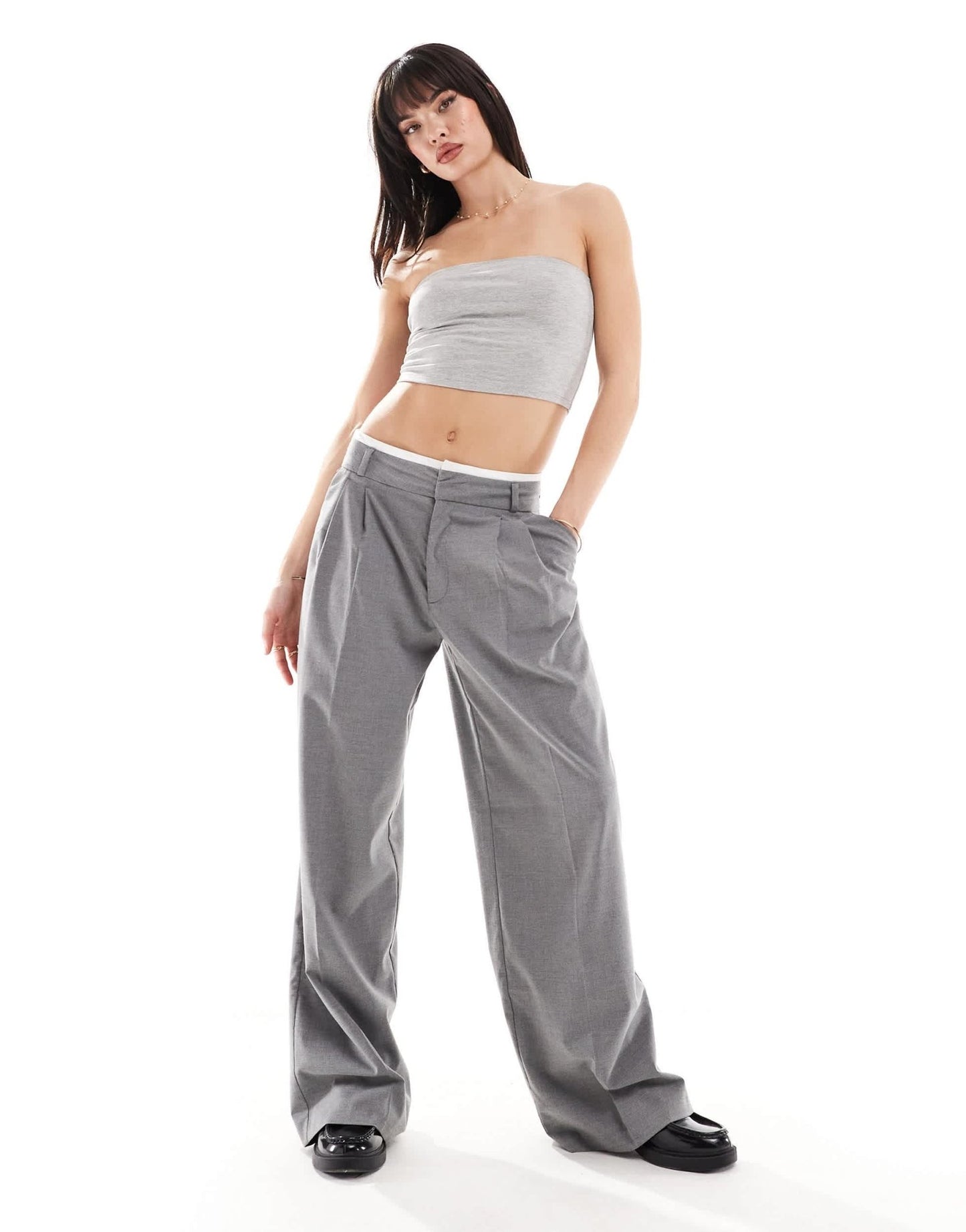 ASOS DESIGN ultimate crop bandeau top in grey marl - ASOS Sample Sale EU Store