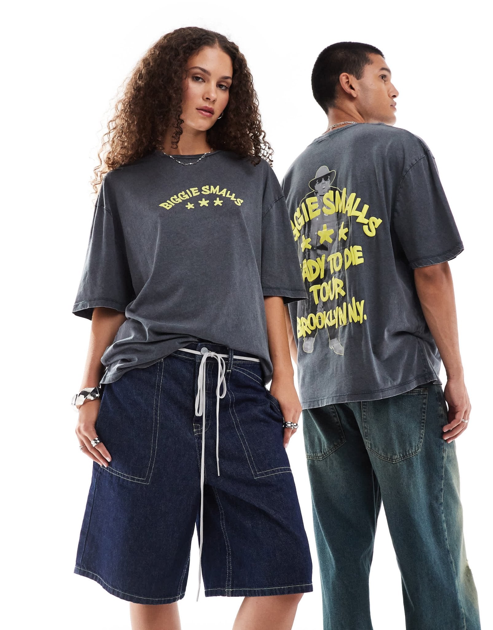 ASOS DESIGN unisex oversized t-shirt in washed black with Biggie Smalls puff print - ASOS Sample Sale EU Store