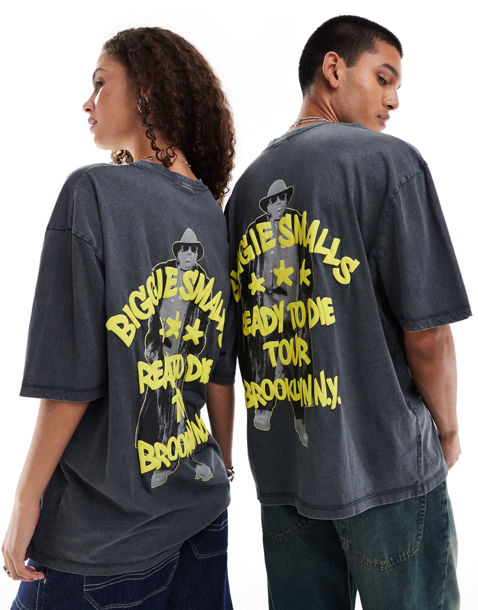 ASOS DESIGN unisex oversized t-shirt in washed black with Biggie Smalls puff print - ASOS Sample Sale EU Store