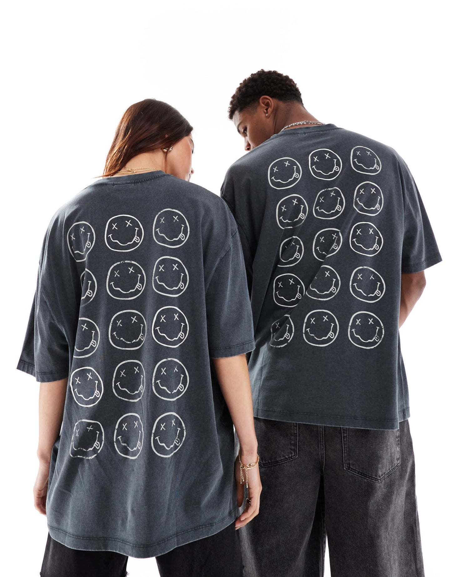 ASOS DESIGN unisex oversized t-shirt with Nirvana prints and embroidery in washed black - ASOS Sample Sale EU Store