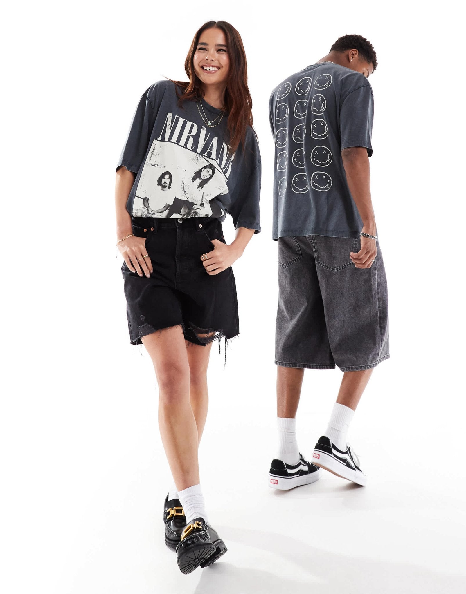 ASOS DESIGN unisex oversized t-shirt with Nirvana prints and embroidery in washed black - ASOS Sample Sale EU Store