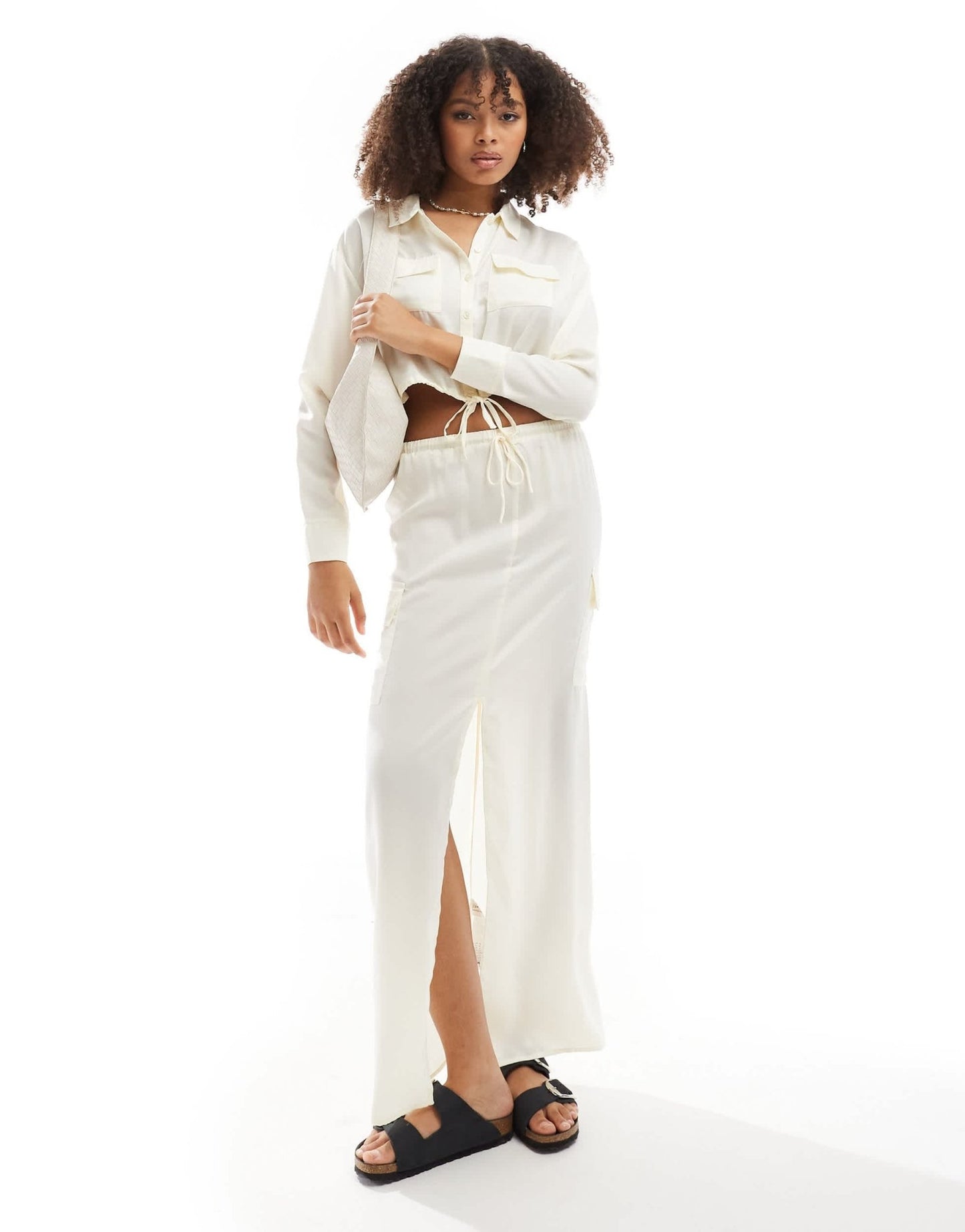 ASOS DESIGN utility co - ord maxi skirt in cream - ASOS Sample Sale EU Store