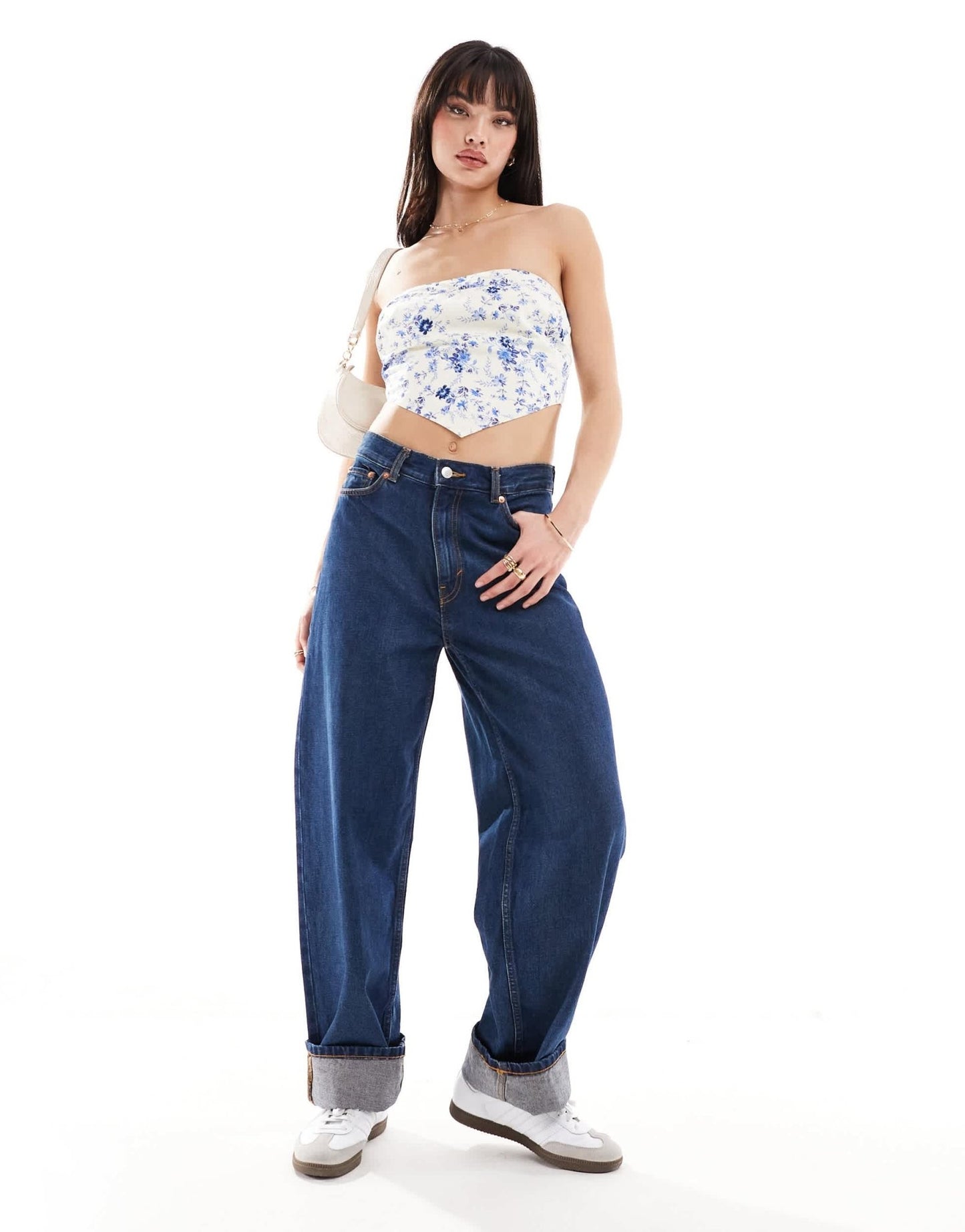 ASOS DESIGN v detail bandeau top in blue floral print - ASOS Sample Sale EU Store