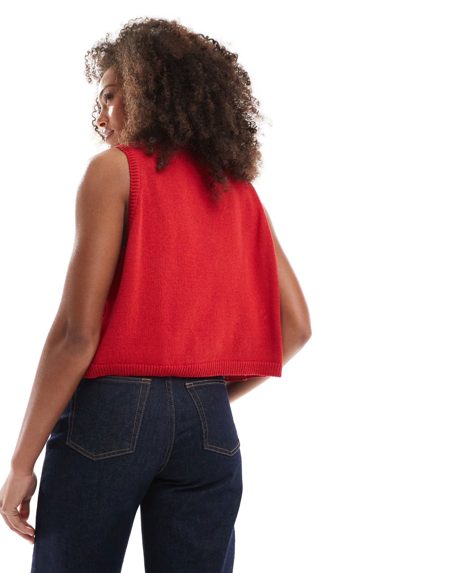 ASOS DESIGN v neck knitted tank top with bow tie front in red - ASOS Sample Sale EU Store