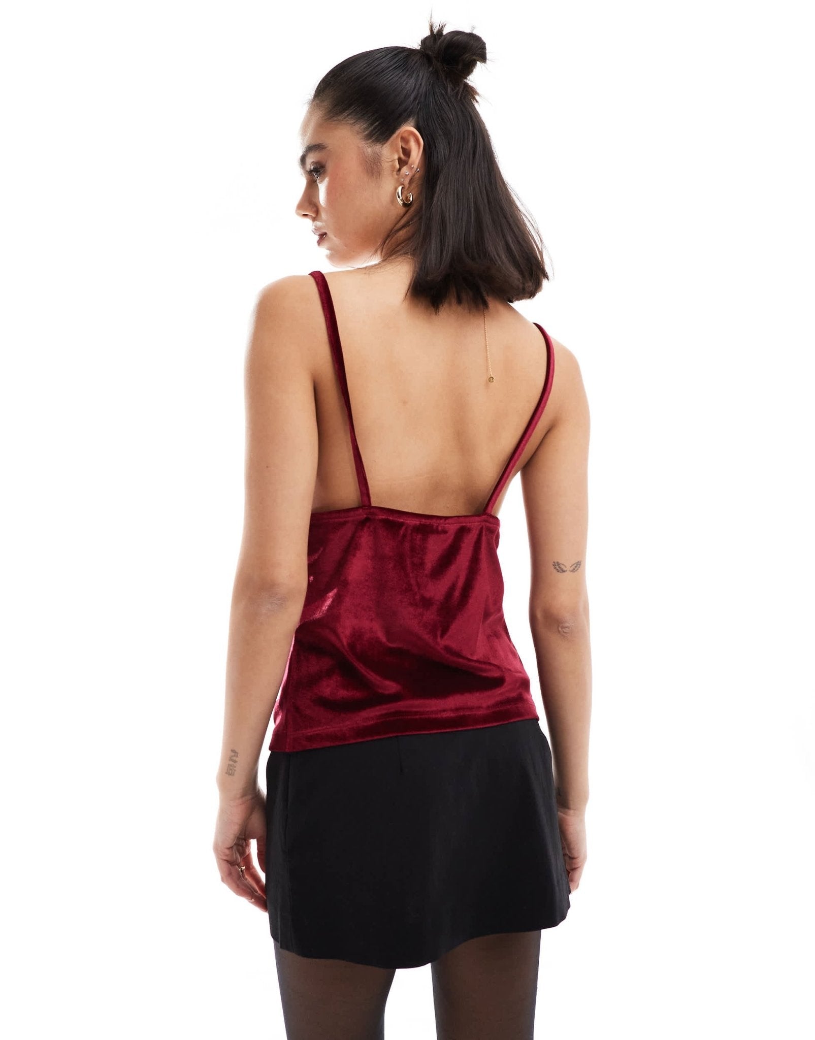 ASOS DESIGN velvet tie front velvet cami in burgundy - ASOS Sample Sale EU Store