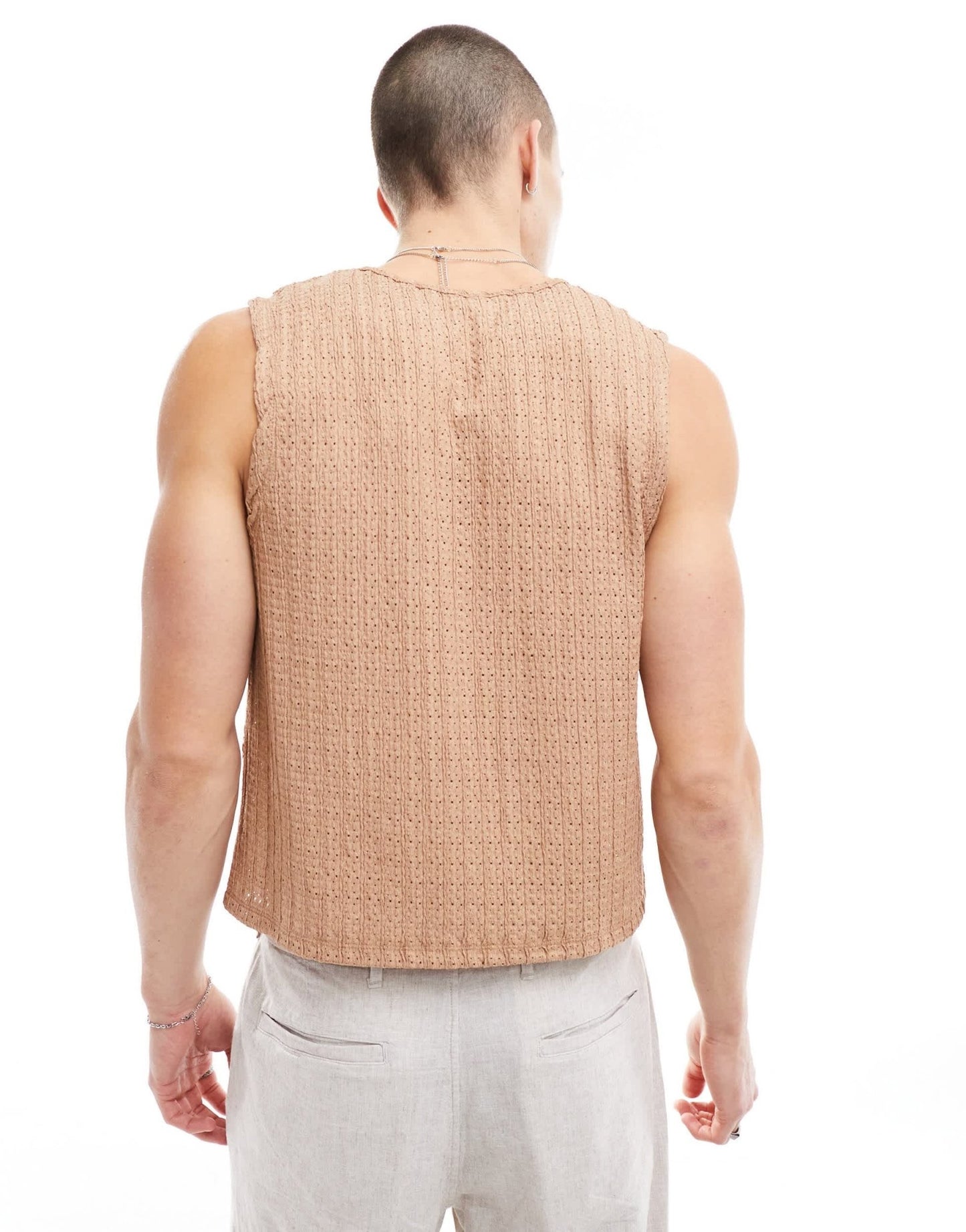 ASOS DESIGN vest in beige texture with notch neckline - ASOS Sample Sale EU Store